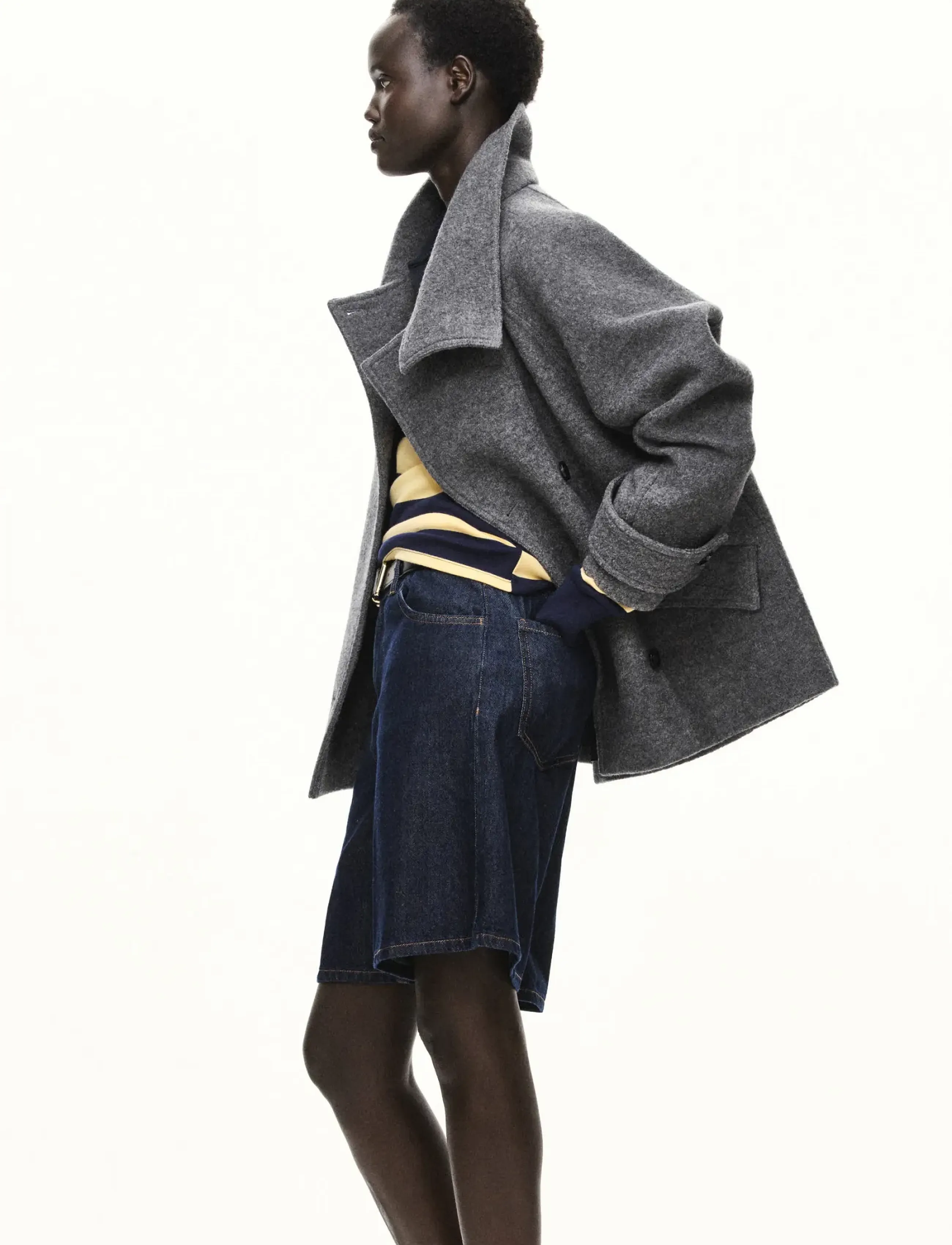 Mango 100% wool funnel-neck coat - Kläder - GREY / grey