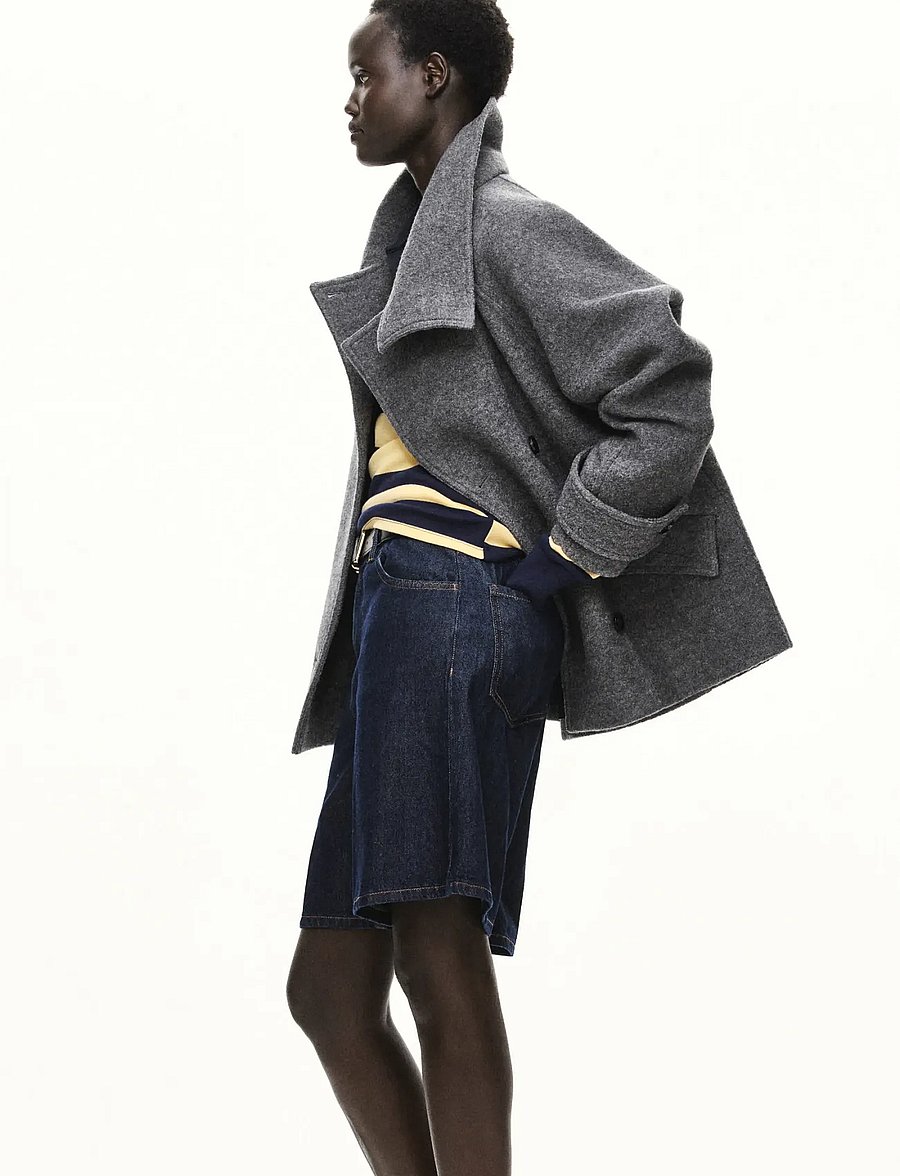 Mango - 100% wool funnel-neck coat - vinterjackor - grey - 0