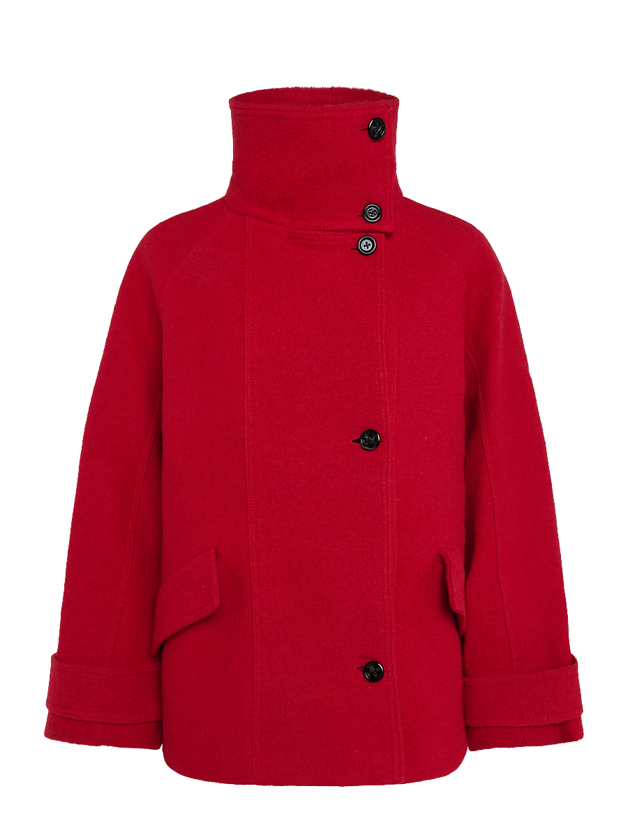 Mango - 100% wool funnel-neck coat - vinterjakker - red - 1
