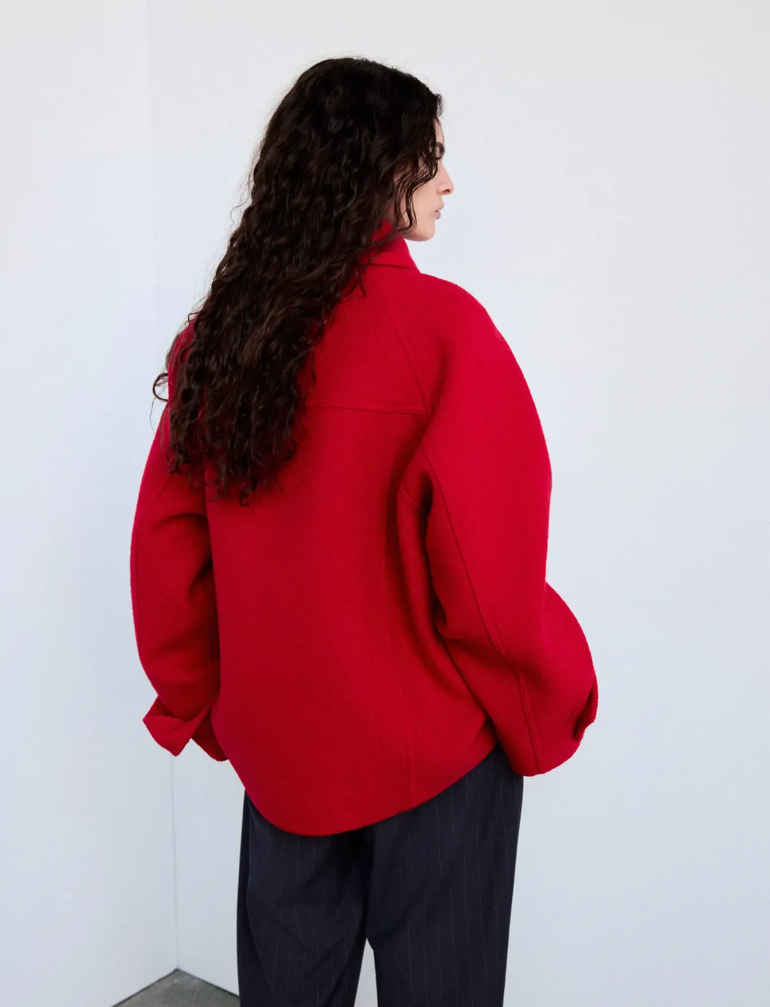 Mango - 100% wool funnel-neck coat - vinterjakker - red - 3
