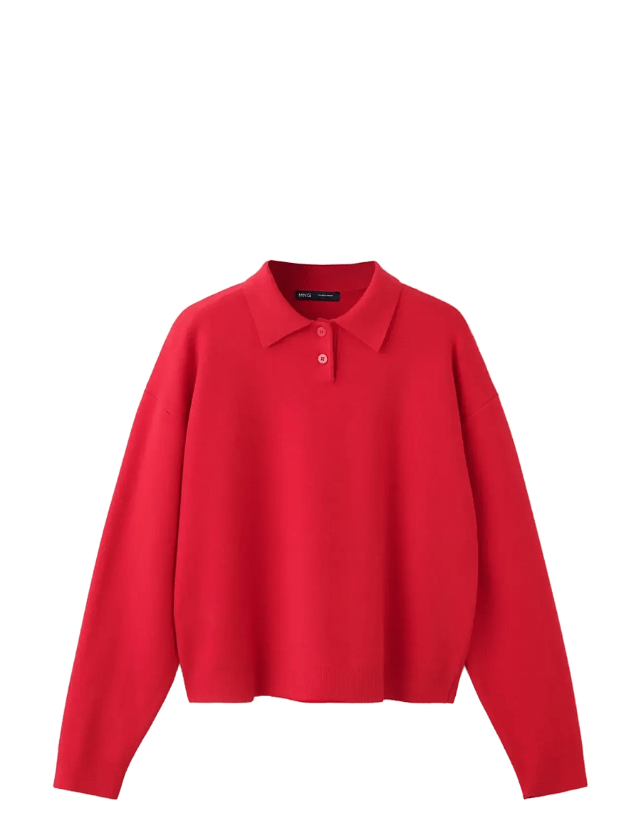 Mango - Knitted polo-neck sweater - striktrøjer - red - 0