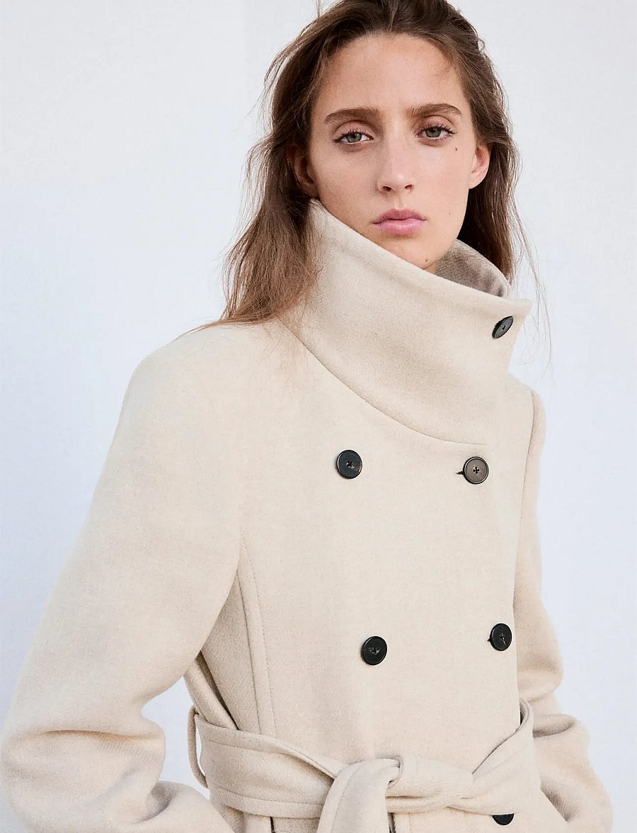 Mango - Manteco wool coat with funnel neck - vinterjackor - lt pastel grey - 0