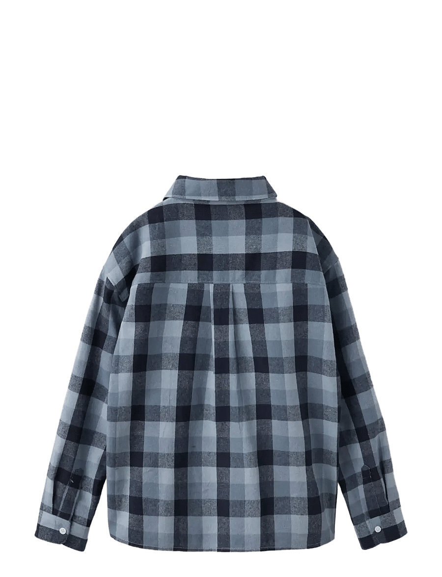 Mango - Chest-pocketed check shirt - langærmede skjorter - navy - 1