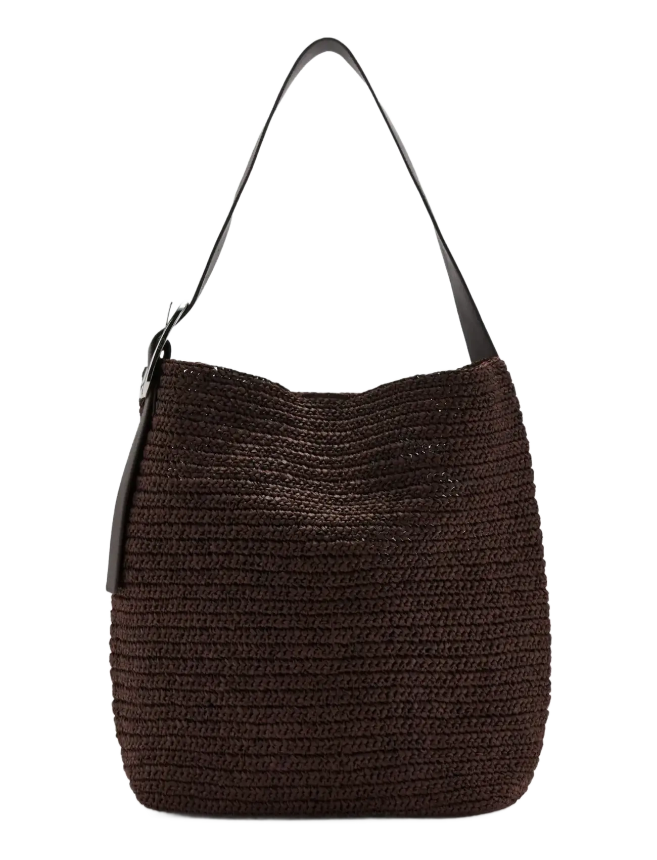 Mango Natural Fibre Shopper Bag With Buckle Detail, One Size, Brown, Tasker > Små Skuldertasker-Crossbody-Tasker, Dame