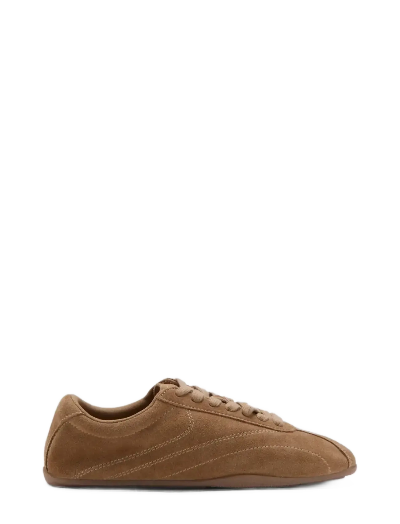 MANGO Contrasting Panel Leder Sneaker Braun - 42 - Damen