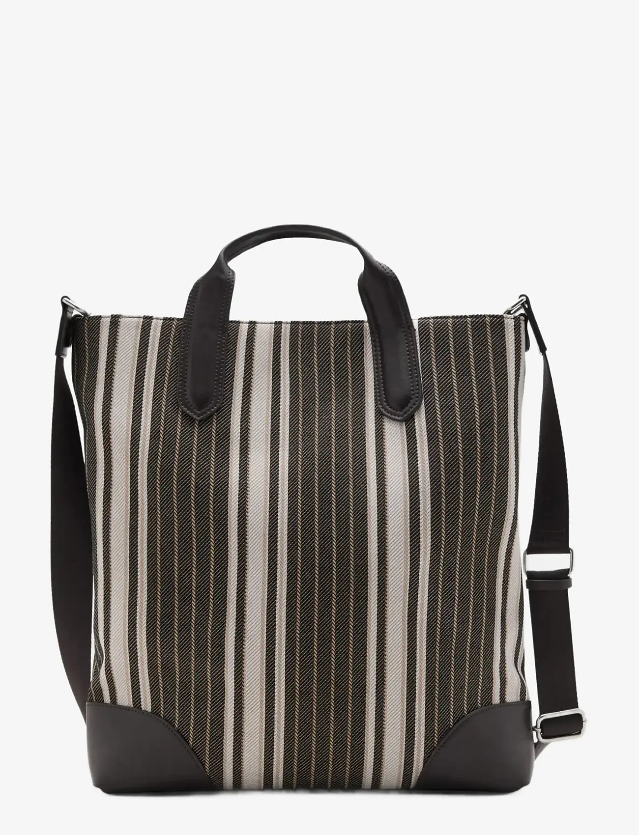 Mango - Striped tote bag - kollektioner - brown - 0