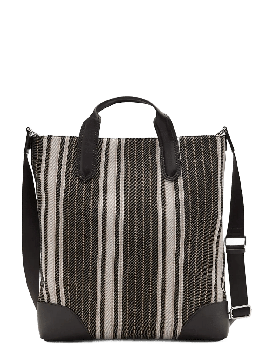 Mango - Striped tote bag - kollektioner - brown - 0