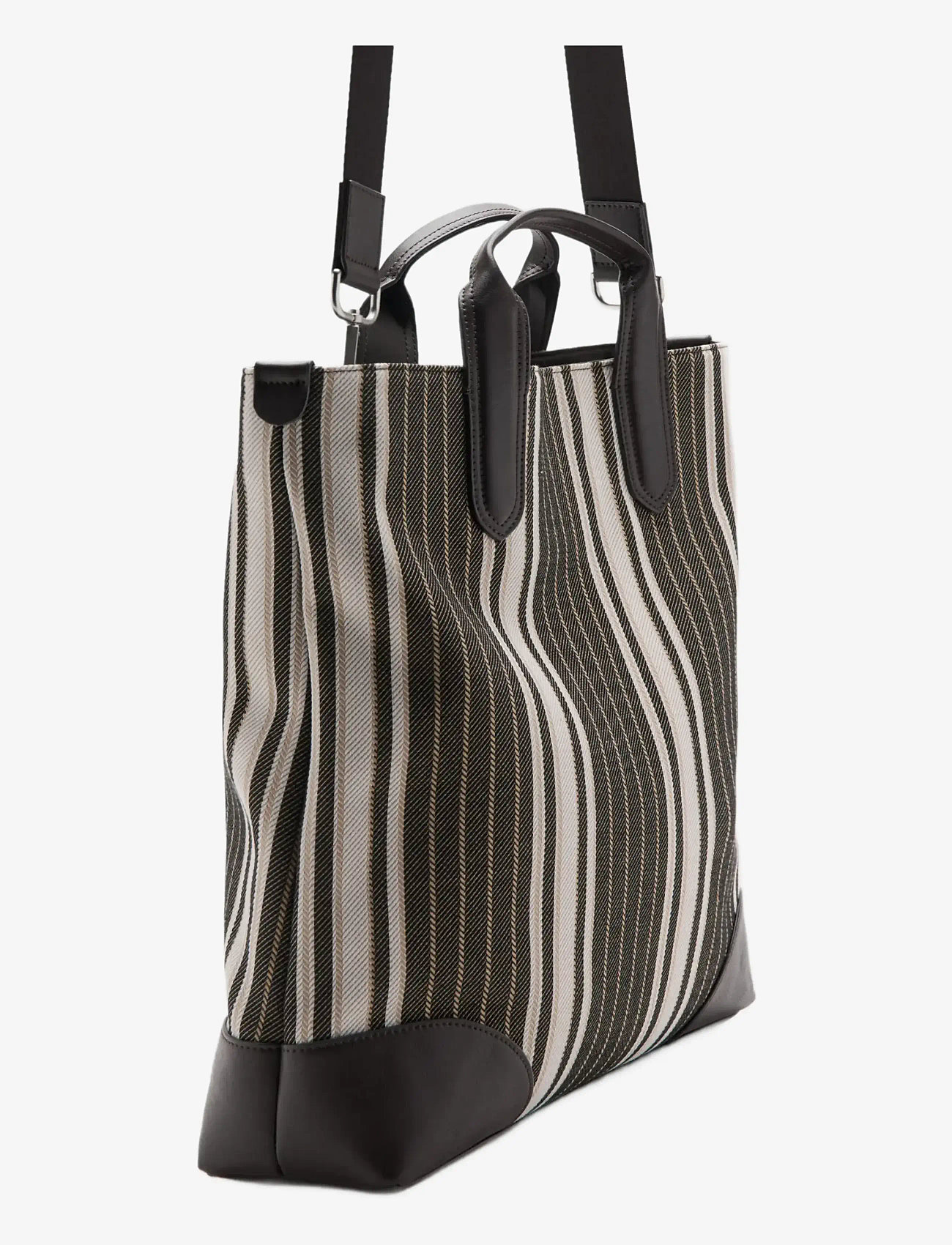Mango - Striped tote bag - kollektioner - brown - 1
