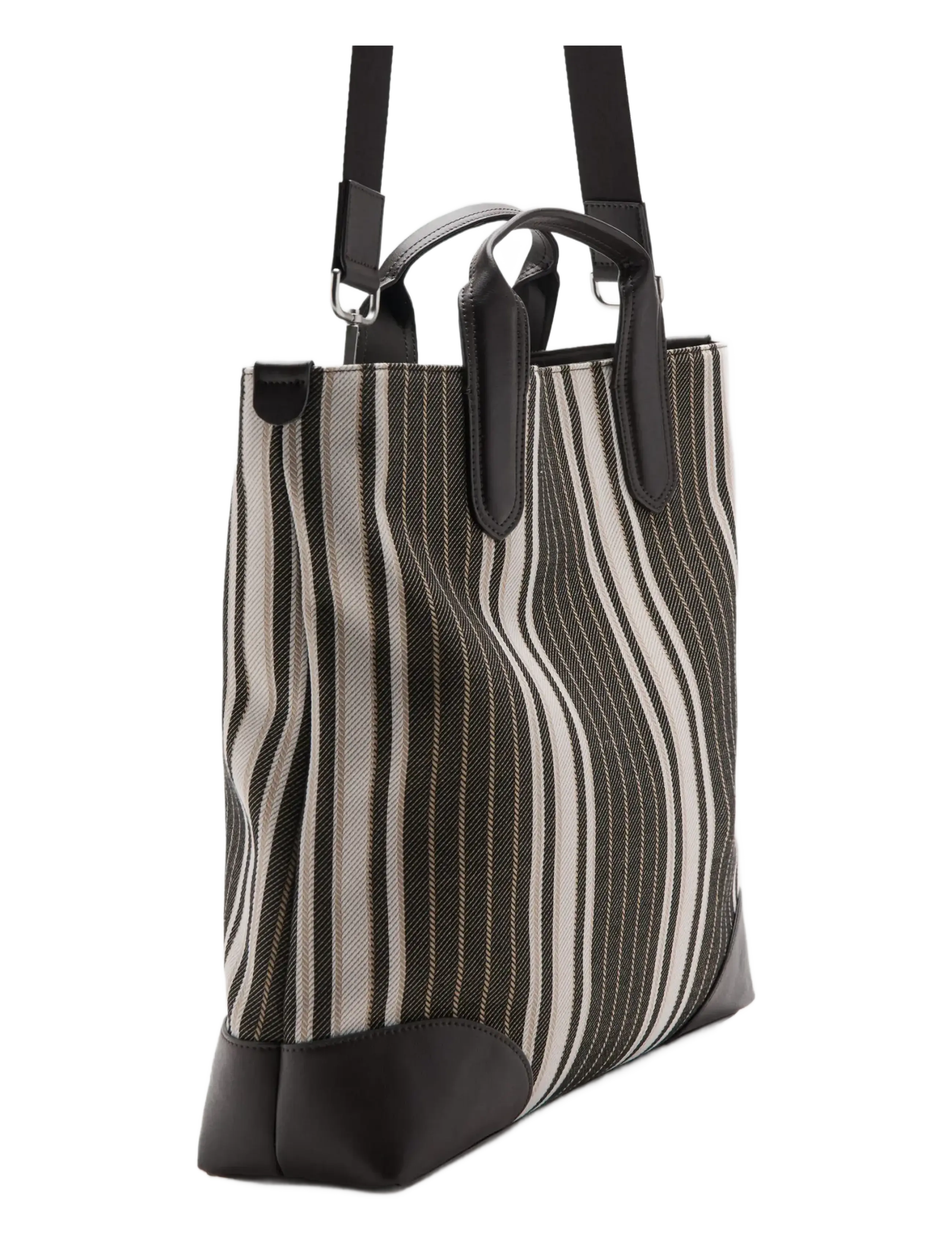 Mango - Striped tote bag - kollektioner - brown - 1