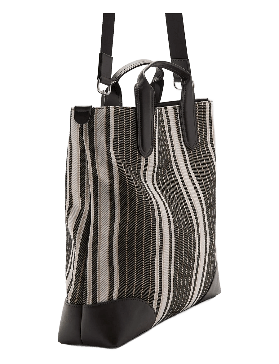 Mango - Striped tote bag - kollektioner - brown - 1