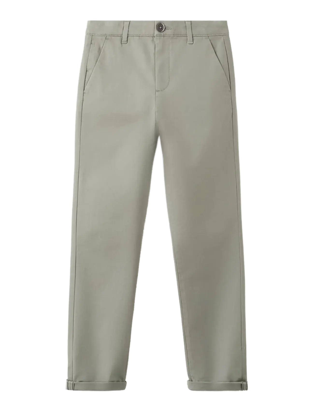Mango Chino Trousers With Turn-Up Hem, 9, Unterteile, Khakigrün - Chinos, Kinder