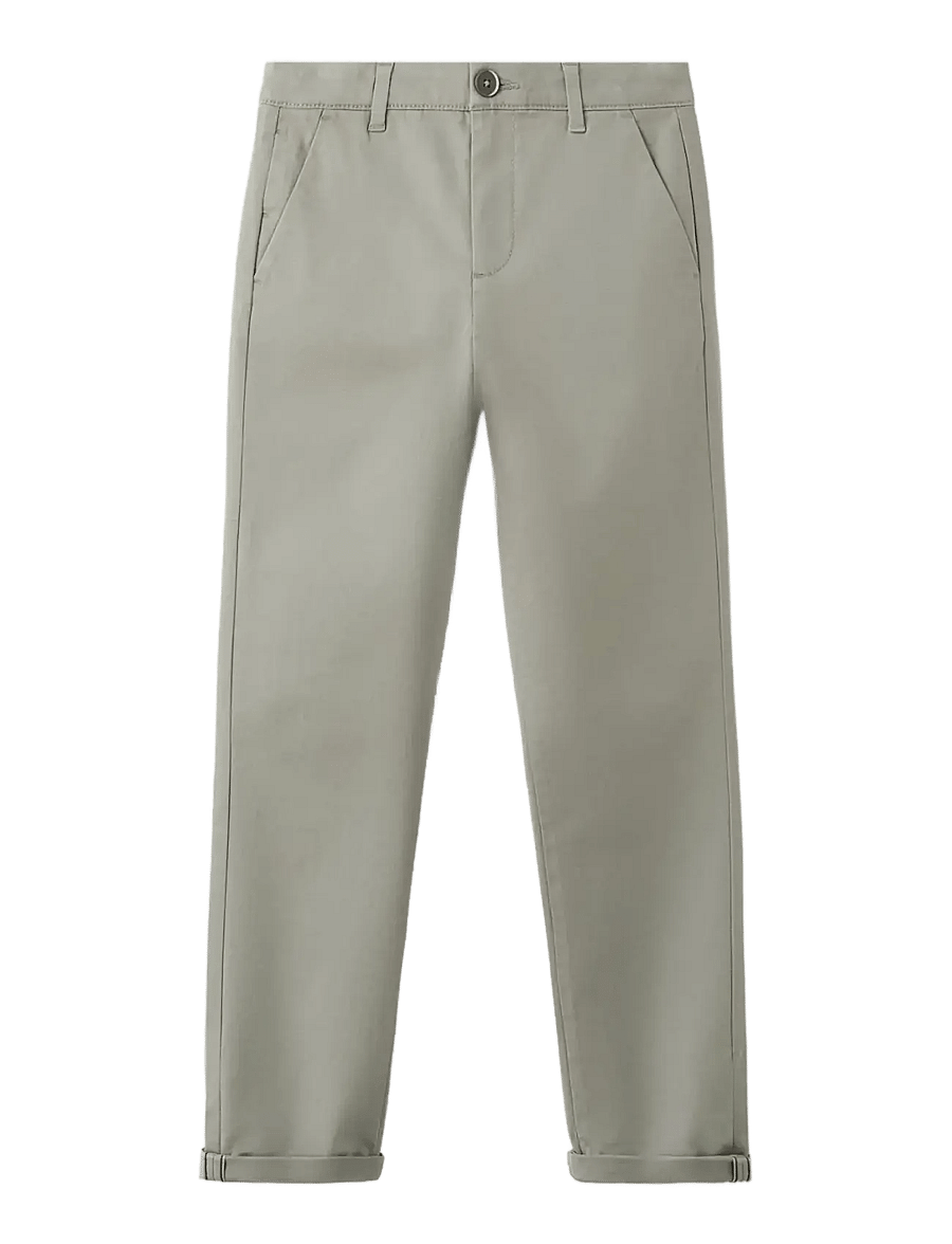 Mango - Chino trousers with turn-up hem - beige - khaki - 0