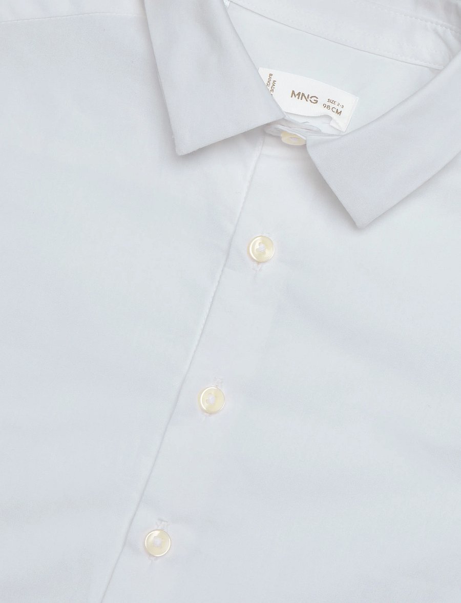 Mango - Cotton poplin shirt - langærmede skjorter - white - 2