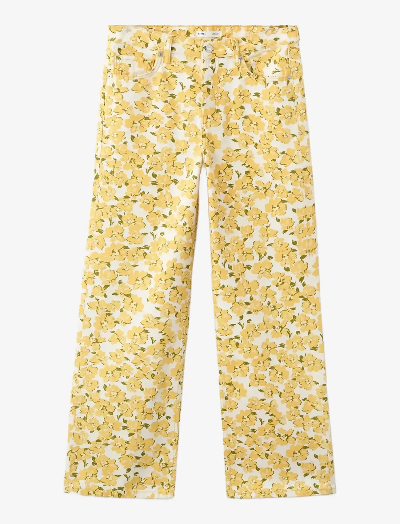 Mango - Straight-leg jeans with floral pattern - straight jeans - yellow - 1