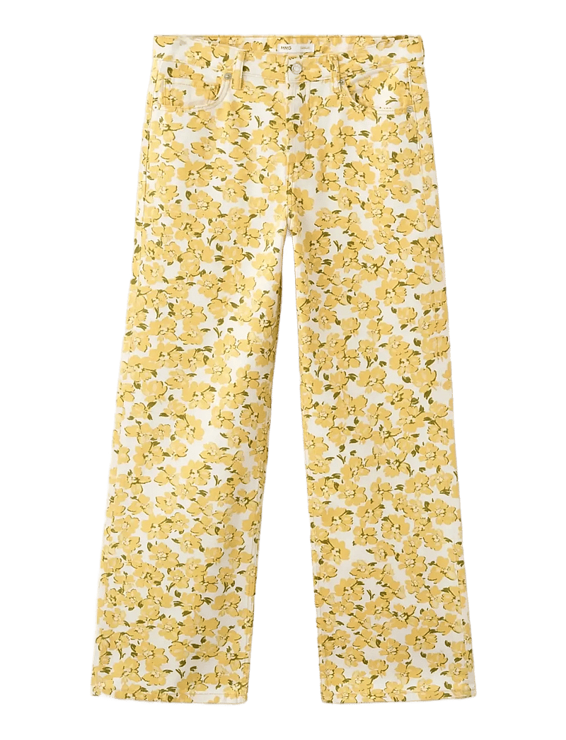 Mango - Straight-leg jeans with floral pattern - straight jeans - yellow - 1