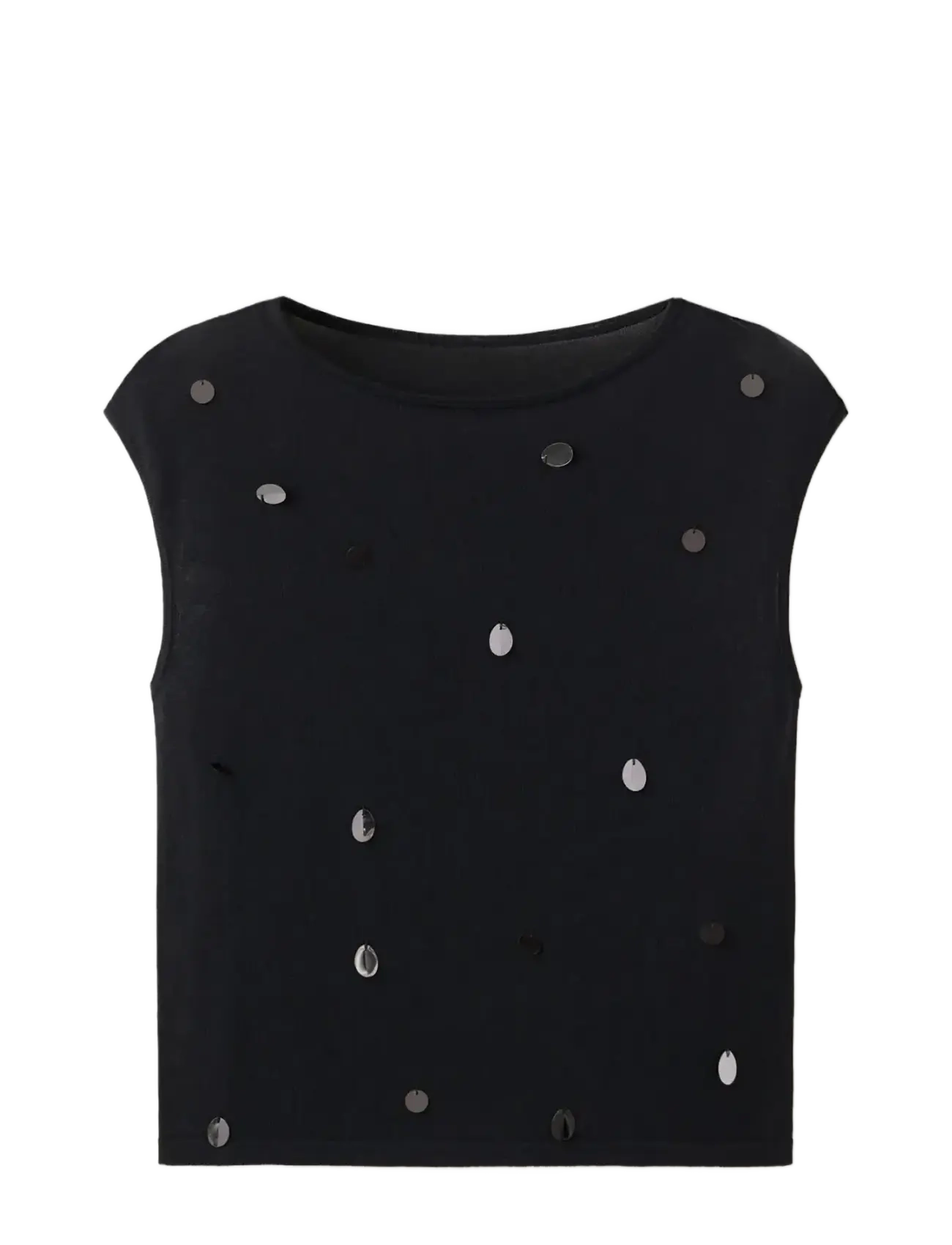 Mango - Short-sleeve sequin top - black - 1