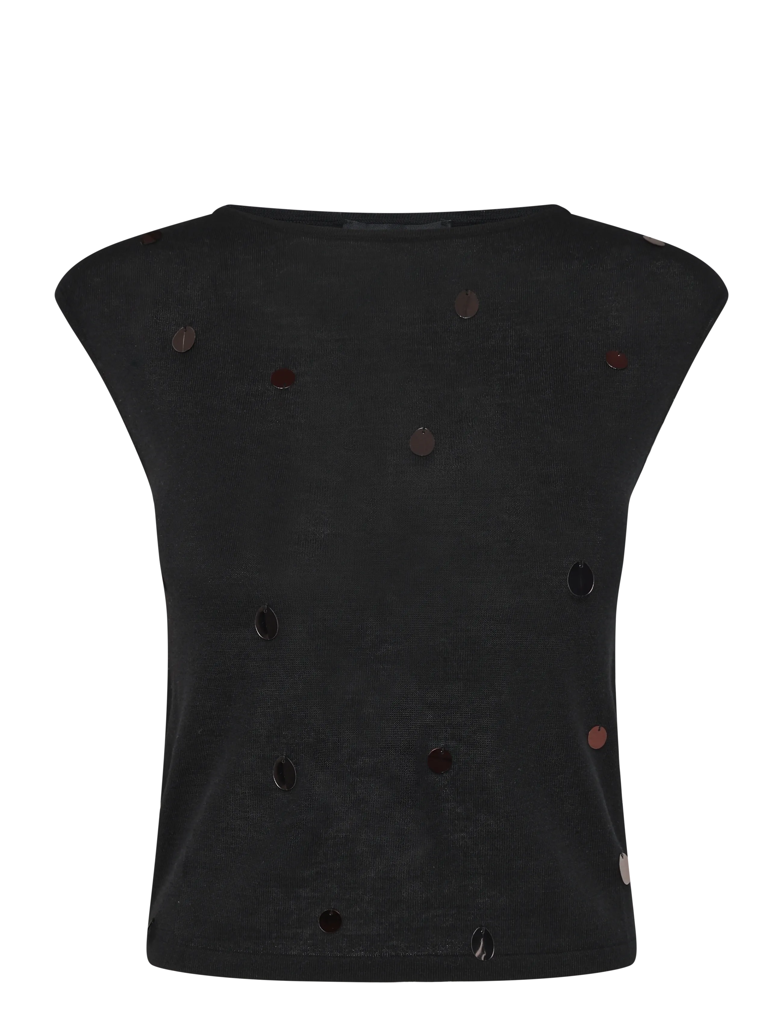 Mango Short-sleeve sequin top - Tøj - BLACK / black