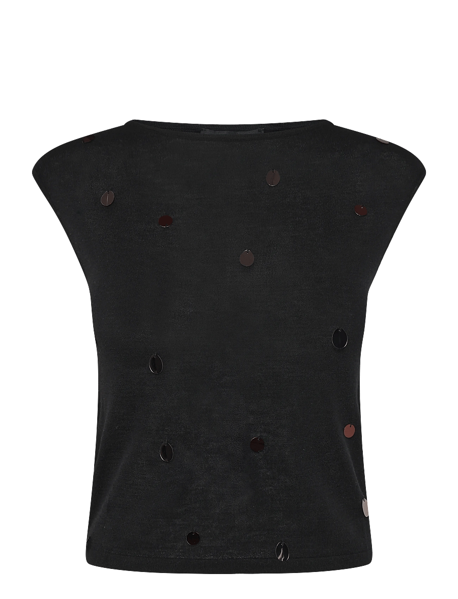 Mango - Short-sleeve sequin top - t-shirts - black - 1
