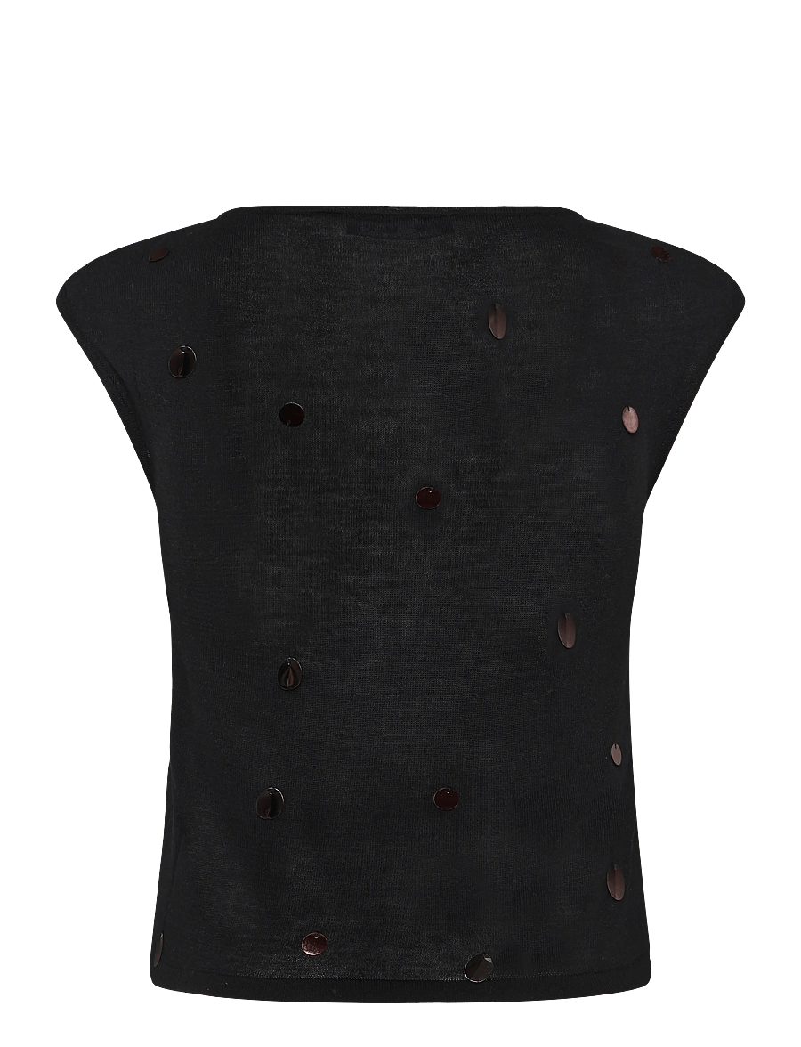 Mango - Short-sleeve sequin top - t-shirts - black - 2