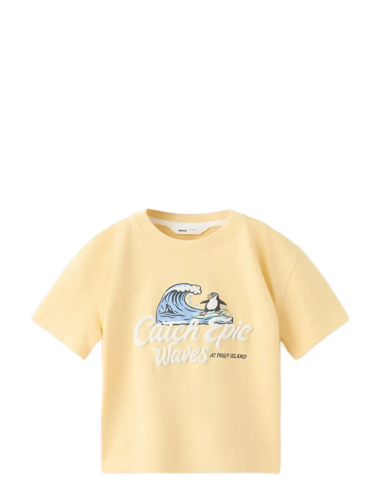 Mango Printed Cotton-Blend T-Shirt, 116, T-shirts, Gelb - Short-sleeved, Kinder