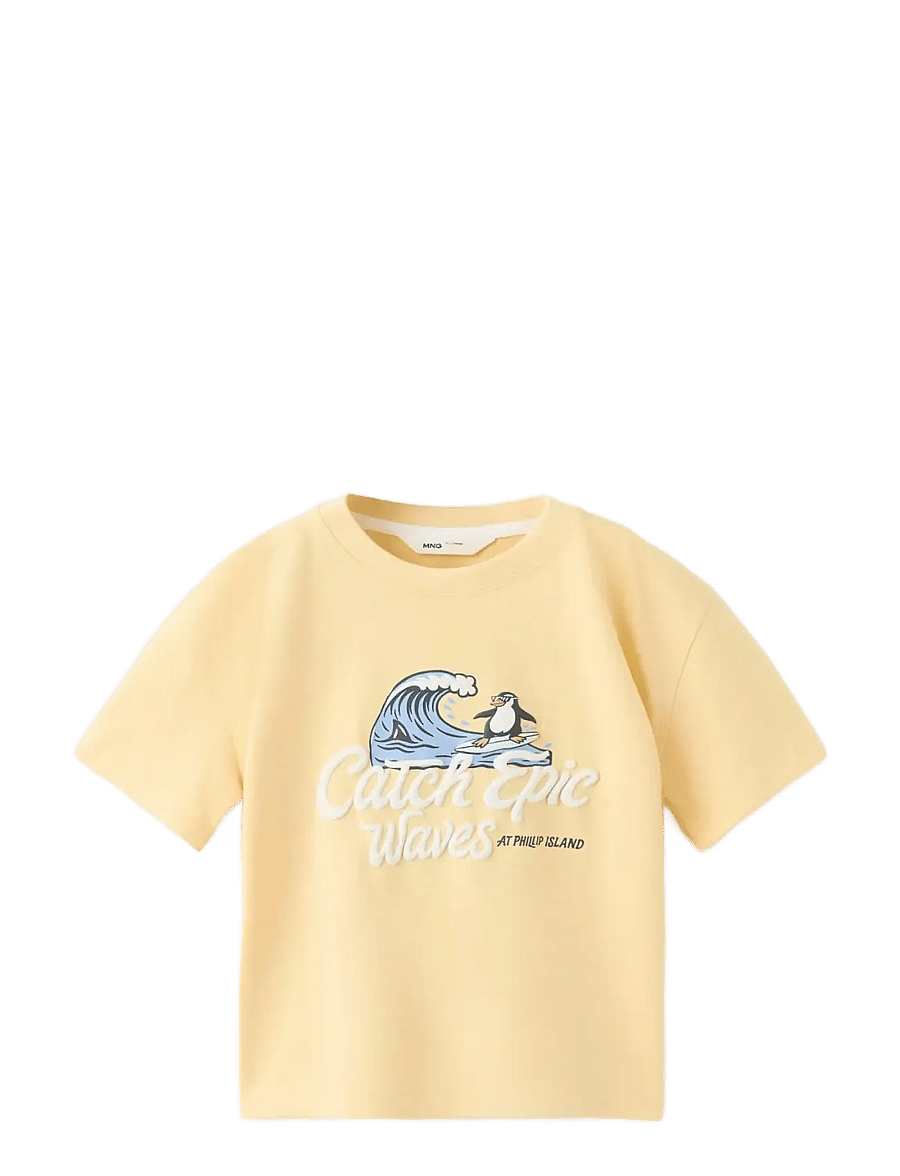 Mango - Printed cotton-blend t-shirt - lyhythihaiset t-paidat - yellow - 0