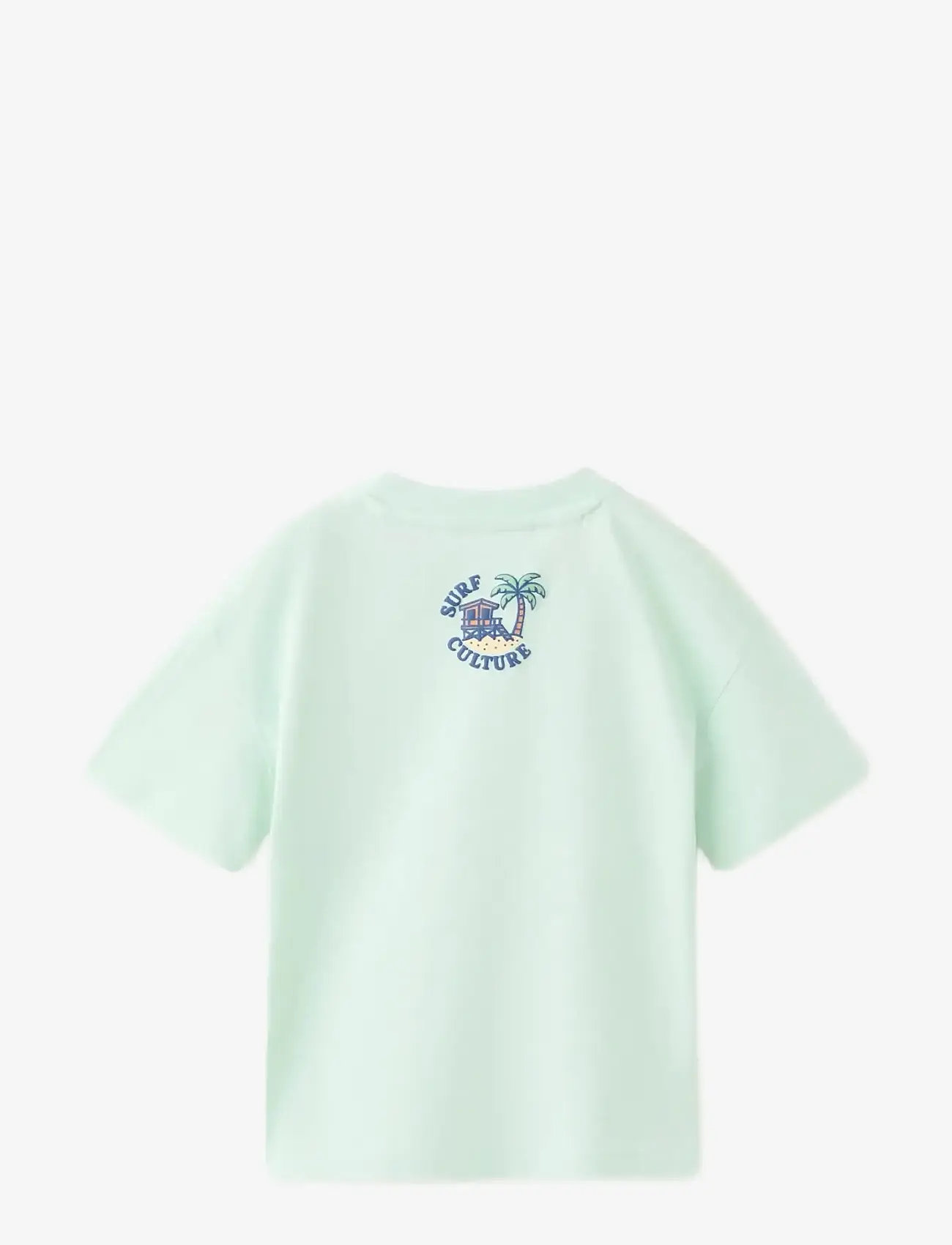 Mango - Cotton T-shirt with surf print - turquoise - aqua - 1