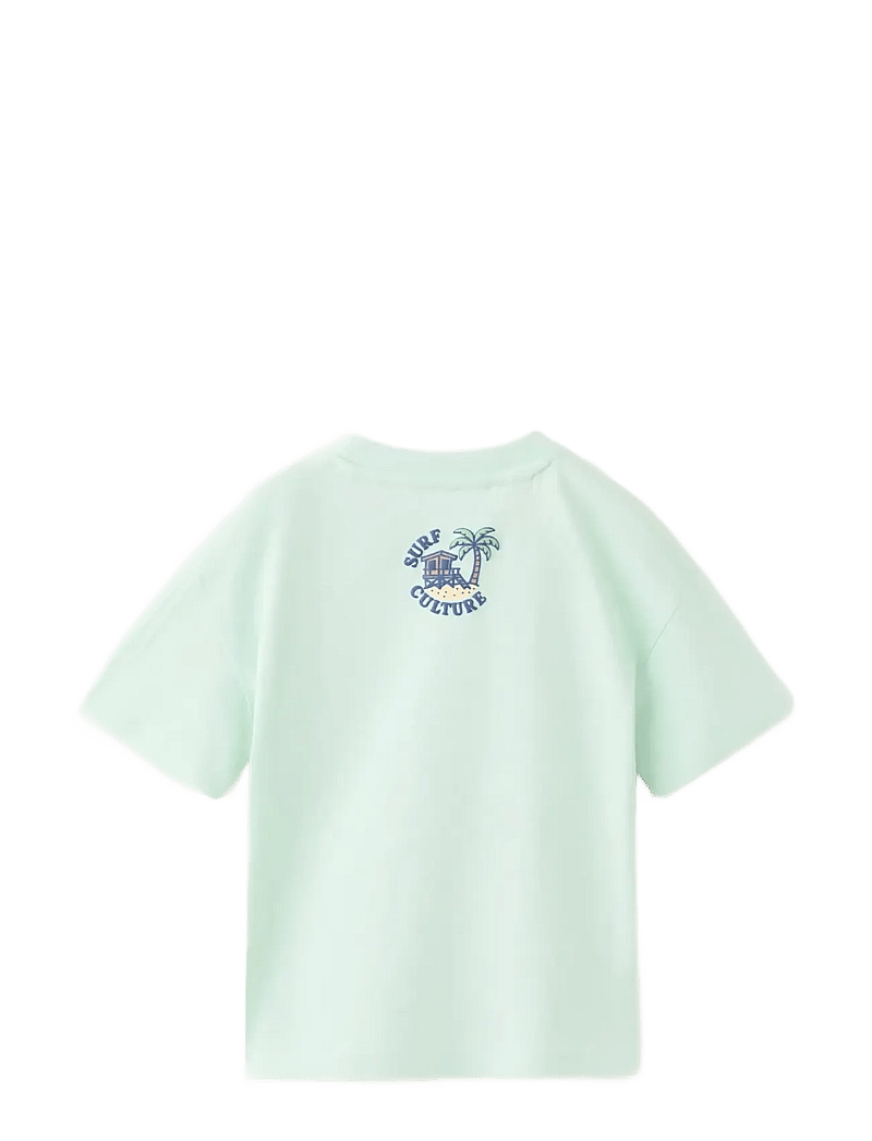 Mango - Cotton T-shirt with surf print - kortærmede t-shirts - turquoise - aqua - 1