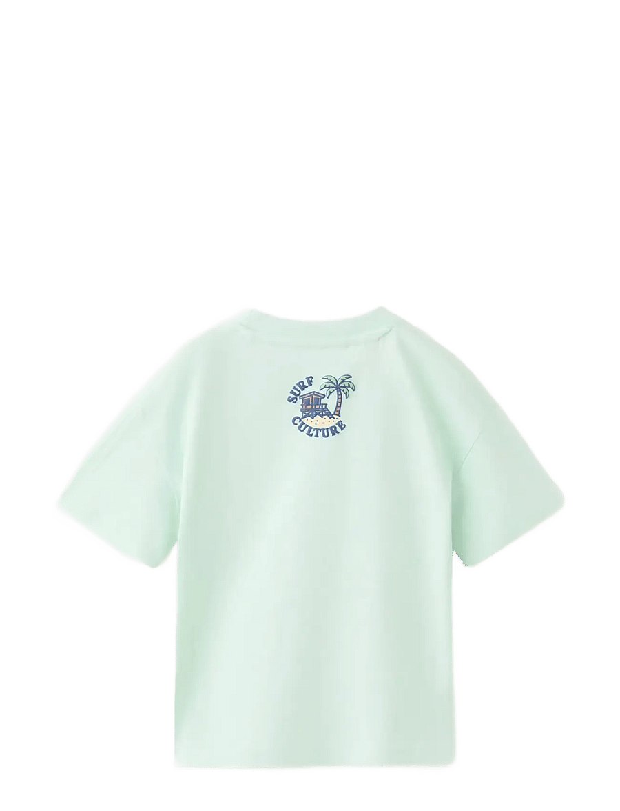 Mango - Cotton T-shirt with surf print - kortärmade t-shirts - turquoise - aqua - 1