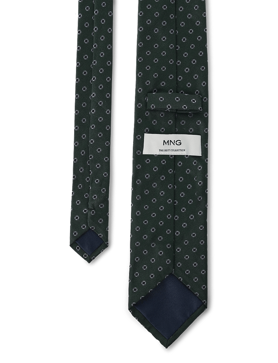 Mango - Printed silk tie - slips - beige - khaki - 1