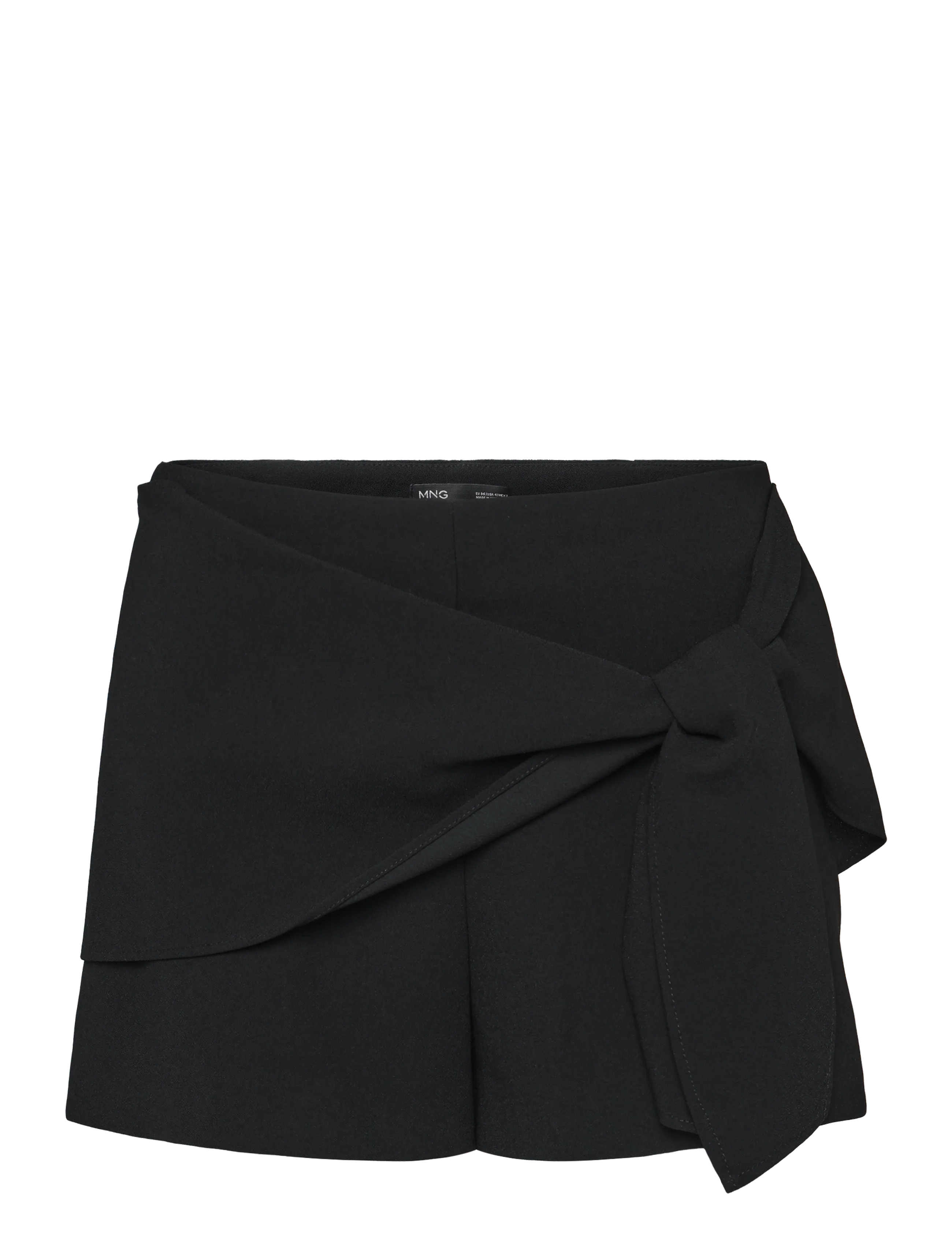 Mango Straight shorts with tie detail - Tøj - BLACK / black