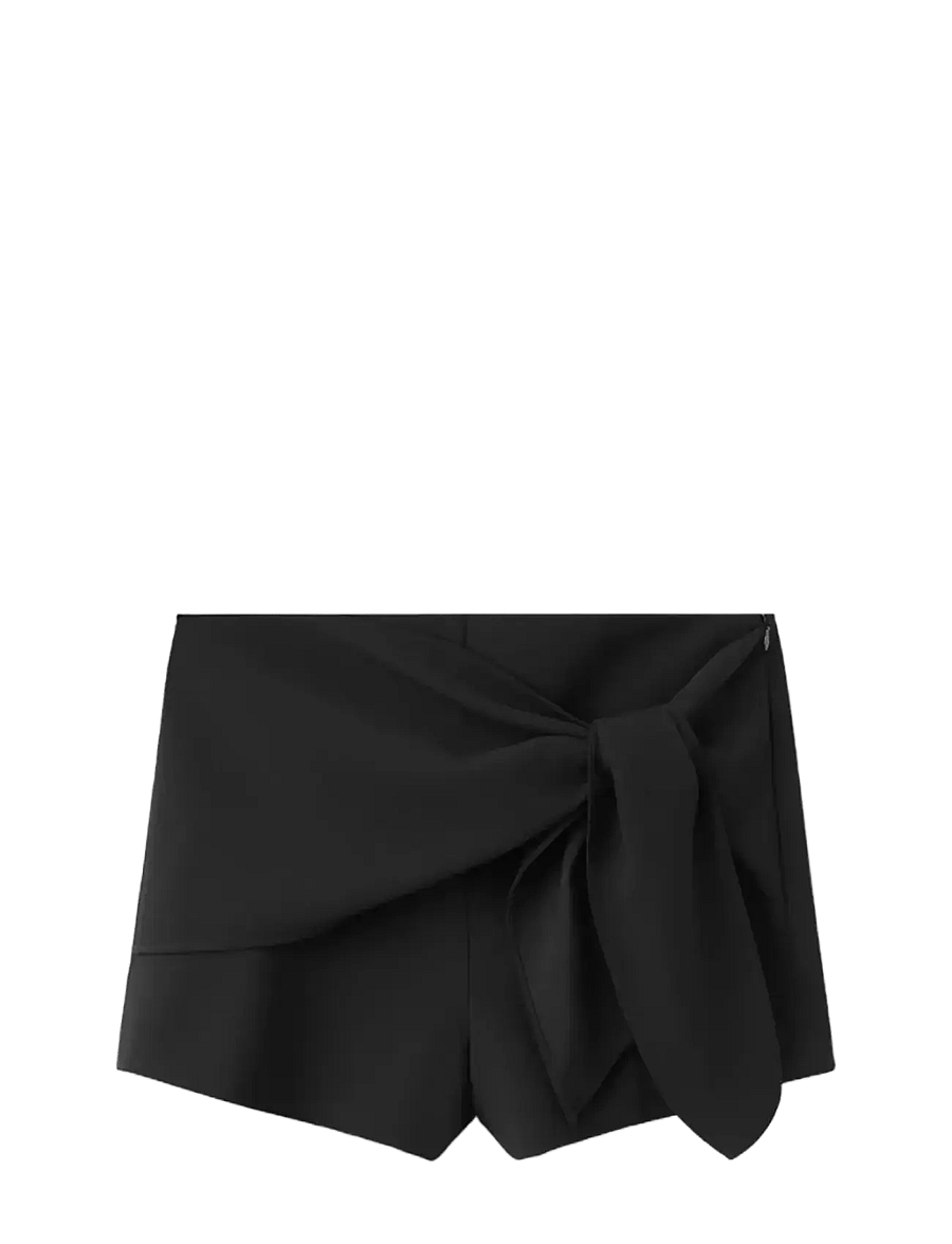 Mango - Straight shorts with tie detail - casual shorts - black - 1