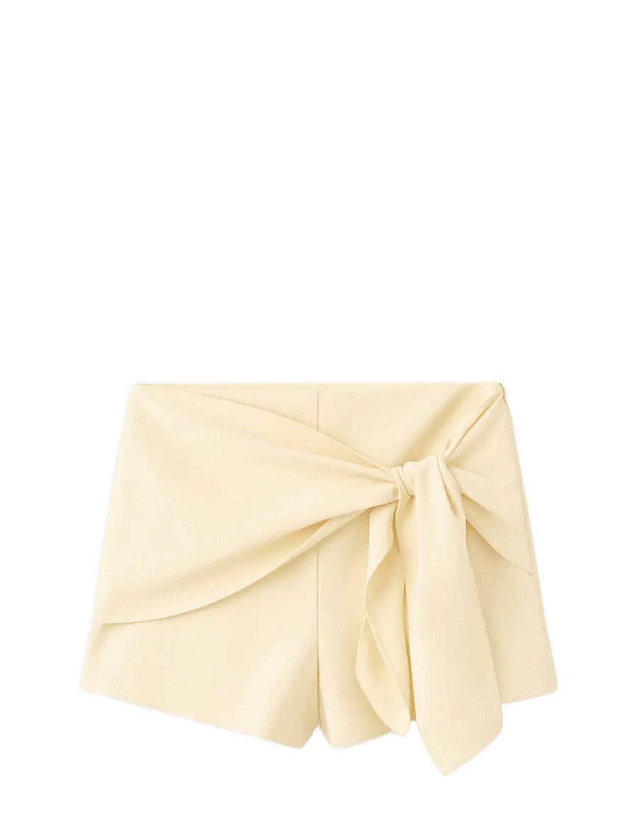 Mango - Straight shorts with tie detail - casual shorts - yellow - 1