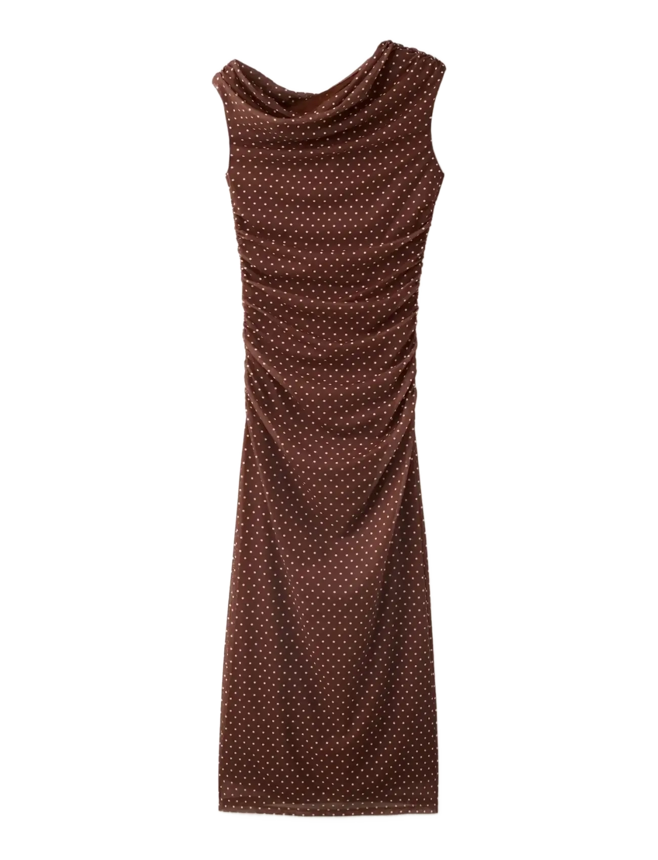 MANGO Fitted Polka Dot Midi Kleid Braun - L - Damen