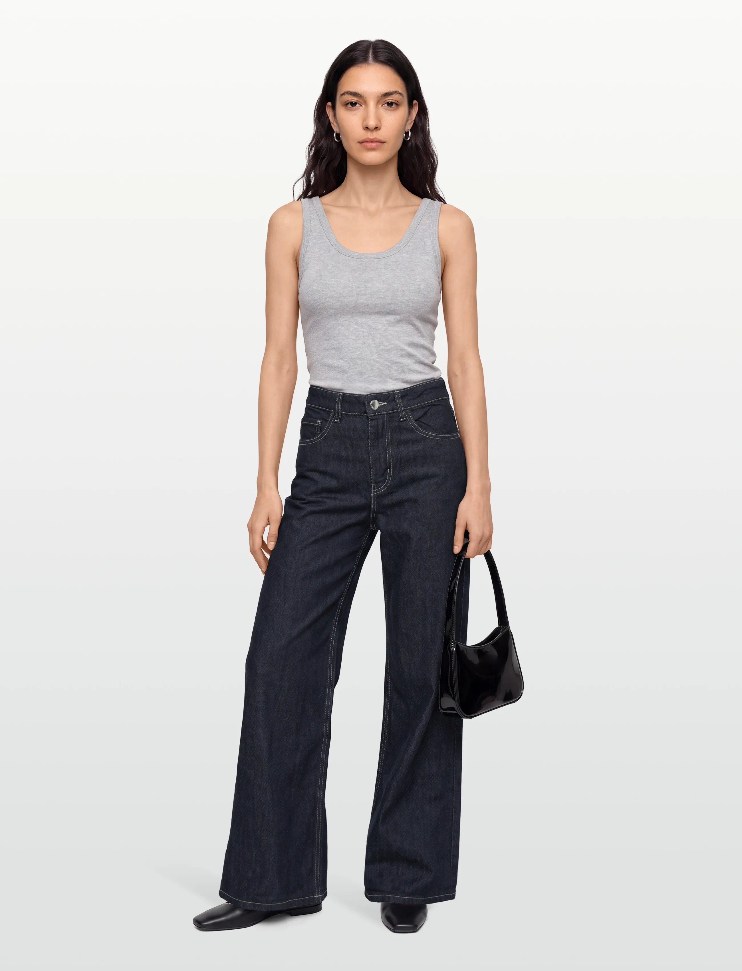 Mango Low-Rise Wideleg Jeans, Kvinder, Lavtaljede Wide Leg Jeans, Navy, Str: 34