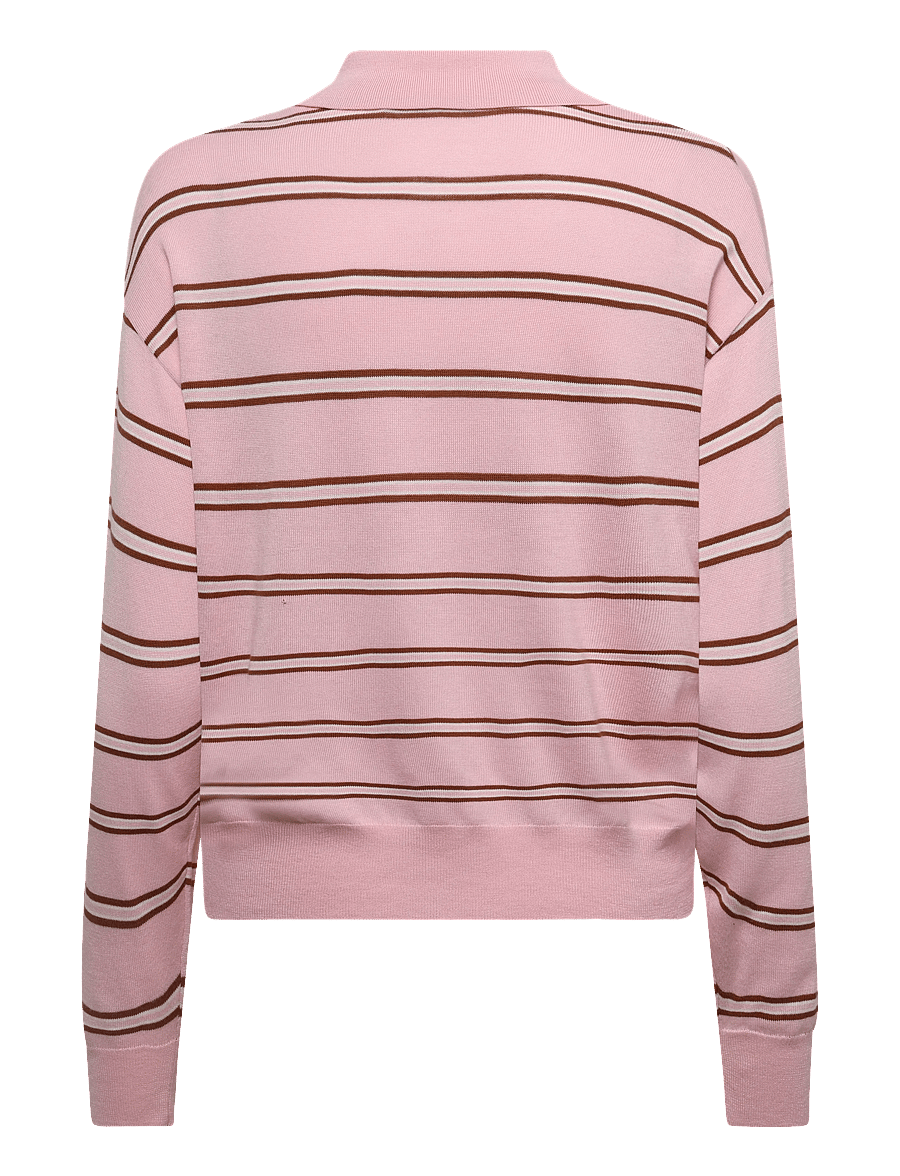 Mango - Striped polo-neck sweater - striktrøjer - lt-pastel pink - 2