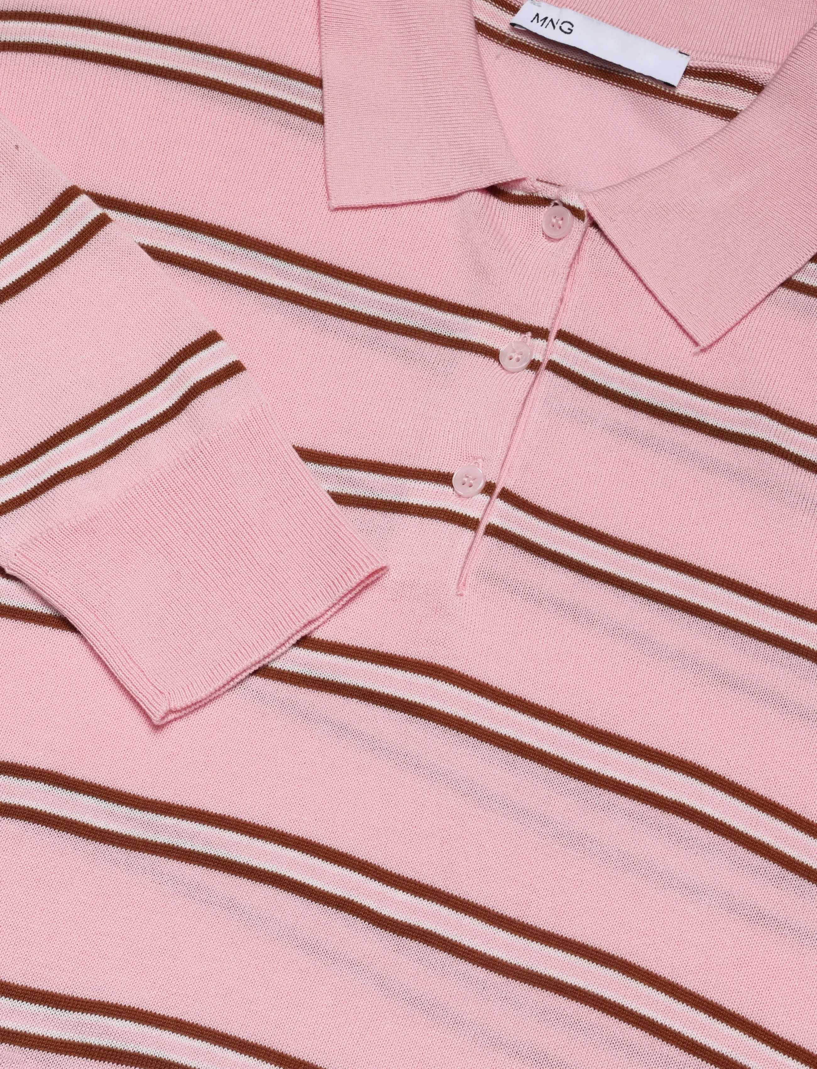 Mango - Striped polo-neck sweater - striktrøjer - lt-pastel pink - 4
