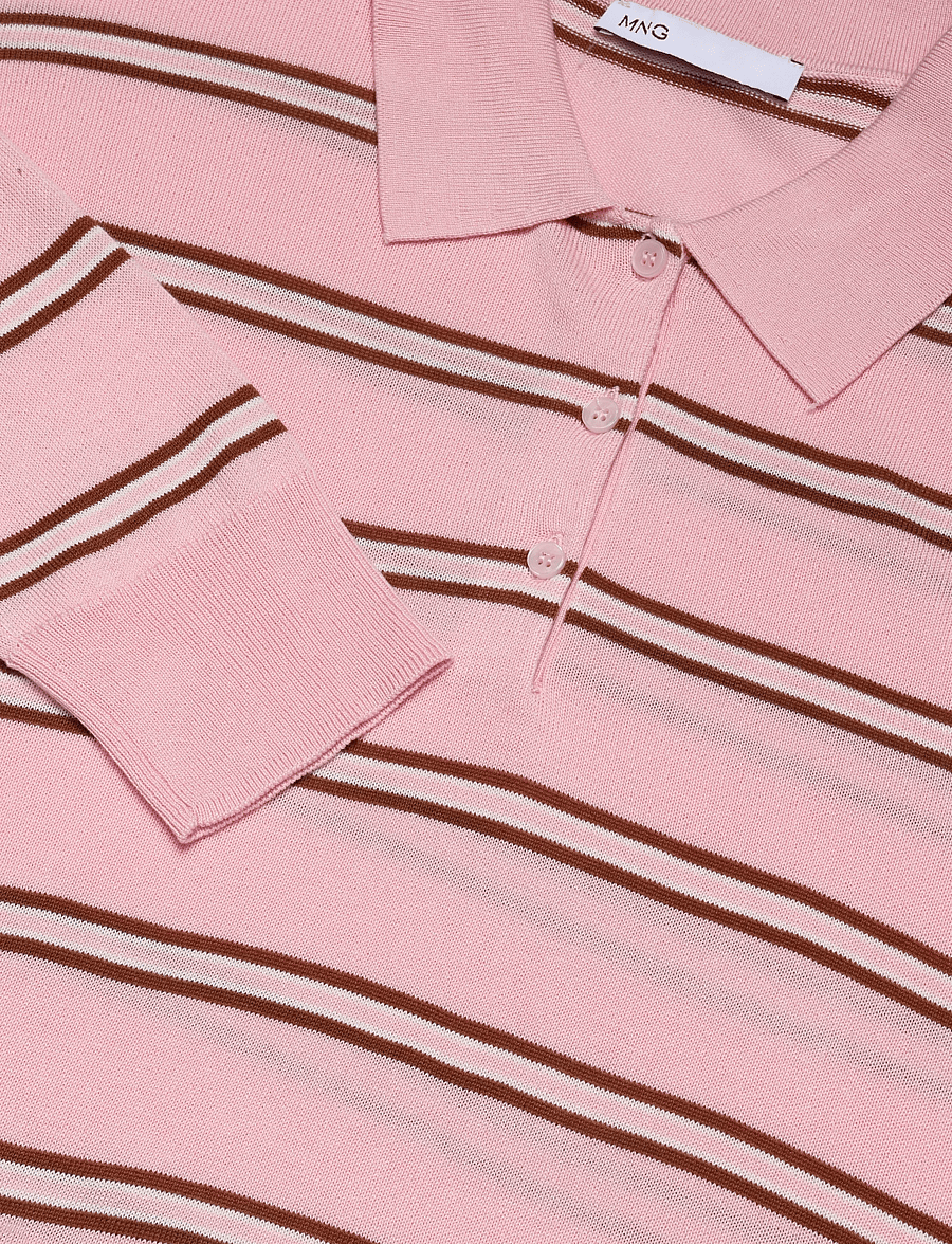 Mango - Striped polo-neck sweater - striktrøjer - lt-pastel pink - 4
