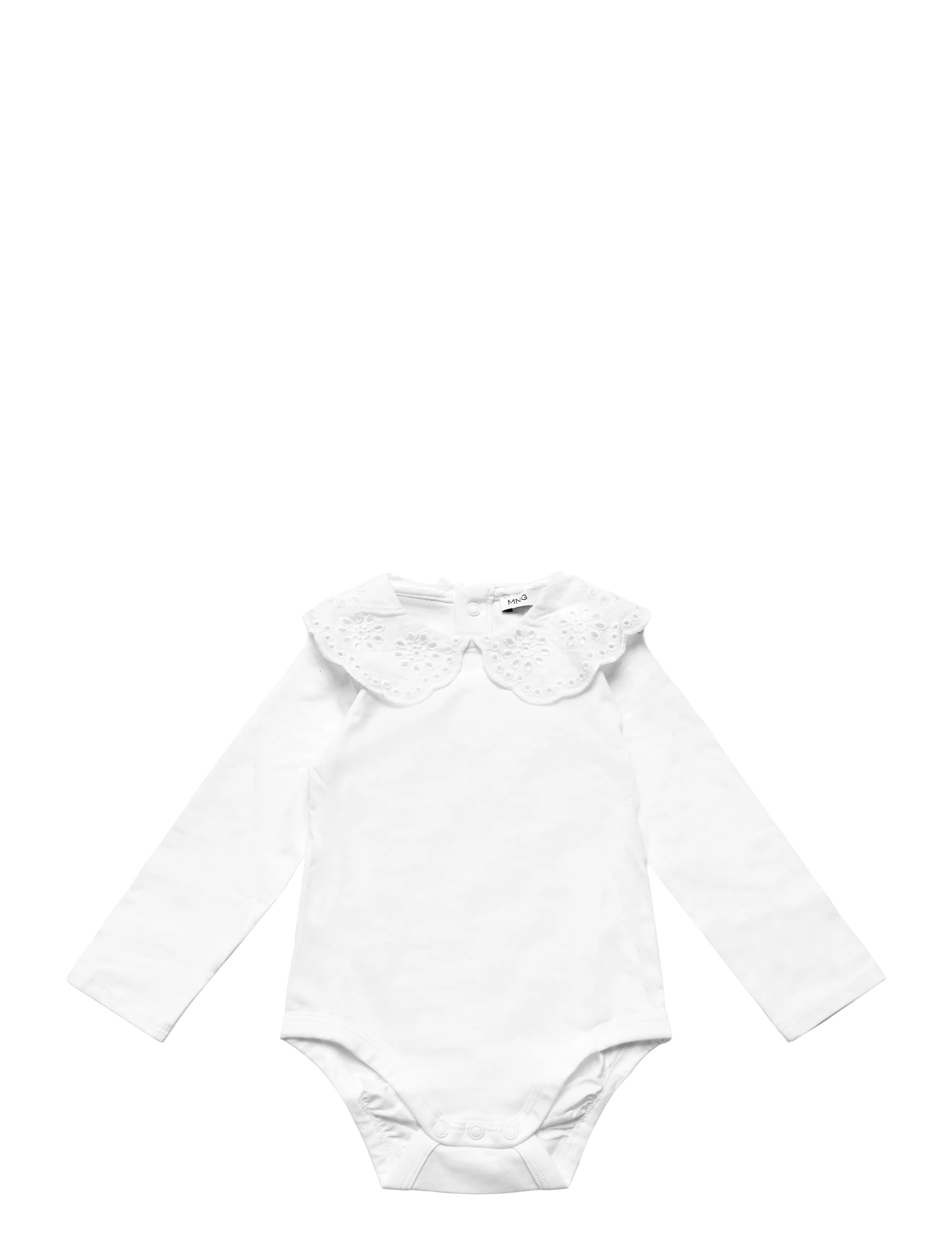 Mango Cotton baby collar playsuit - Tøj - NATURAL WHITE / white
