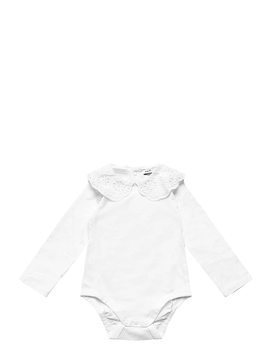 Mango - Cotton baby collar playsuit - langærmede bodyer - natural white - 0