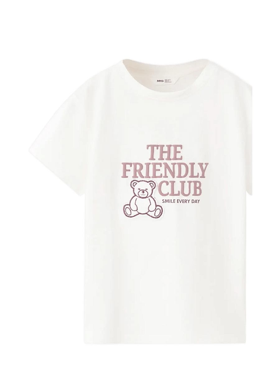 Mango - Cotton T-shirt with print detail - kortärmade t-shirts - natural white - 0