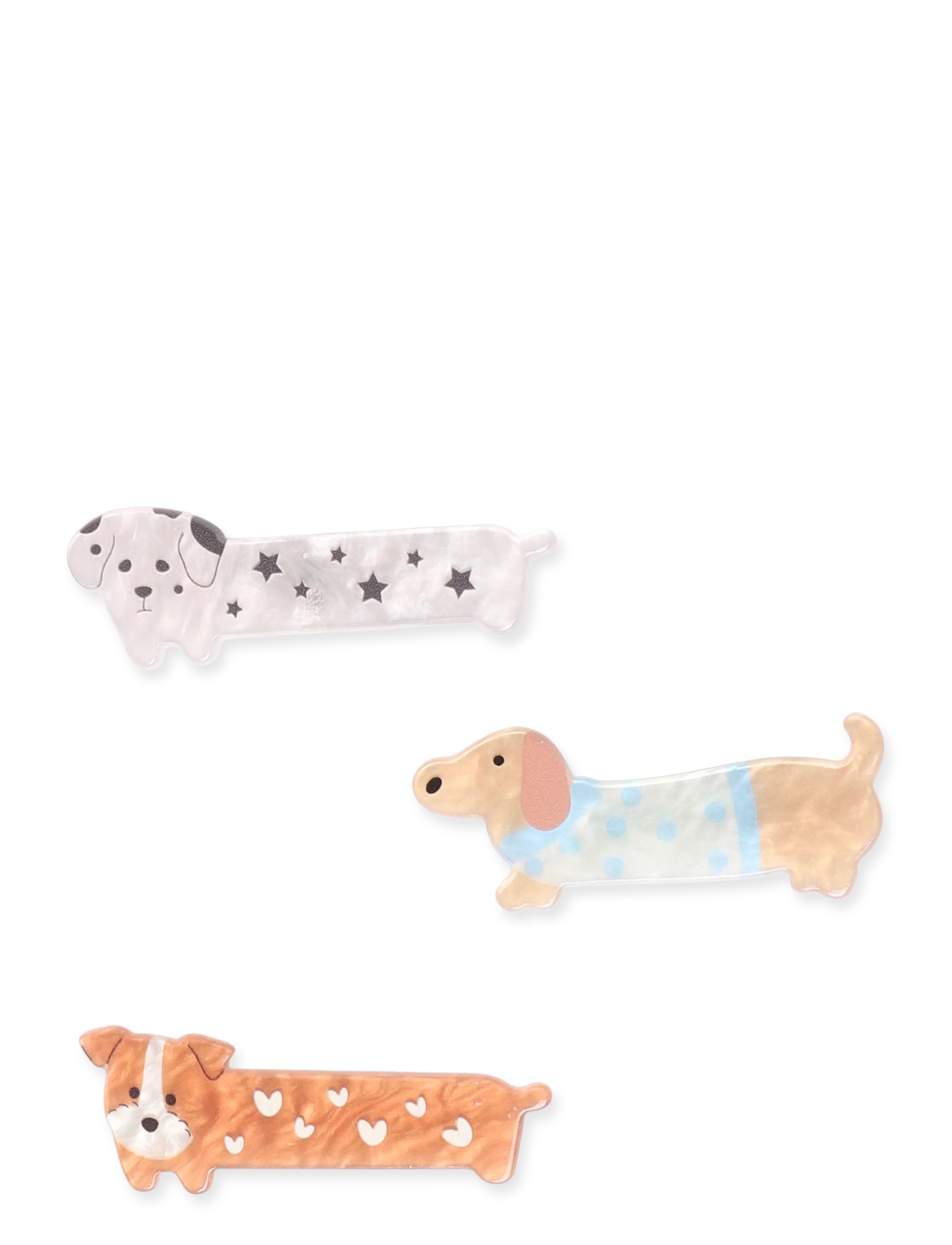 Mango Pack of 3 dog hair slides - Mango - MEDIUM BROWN / brown