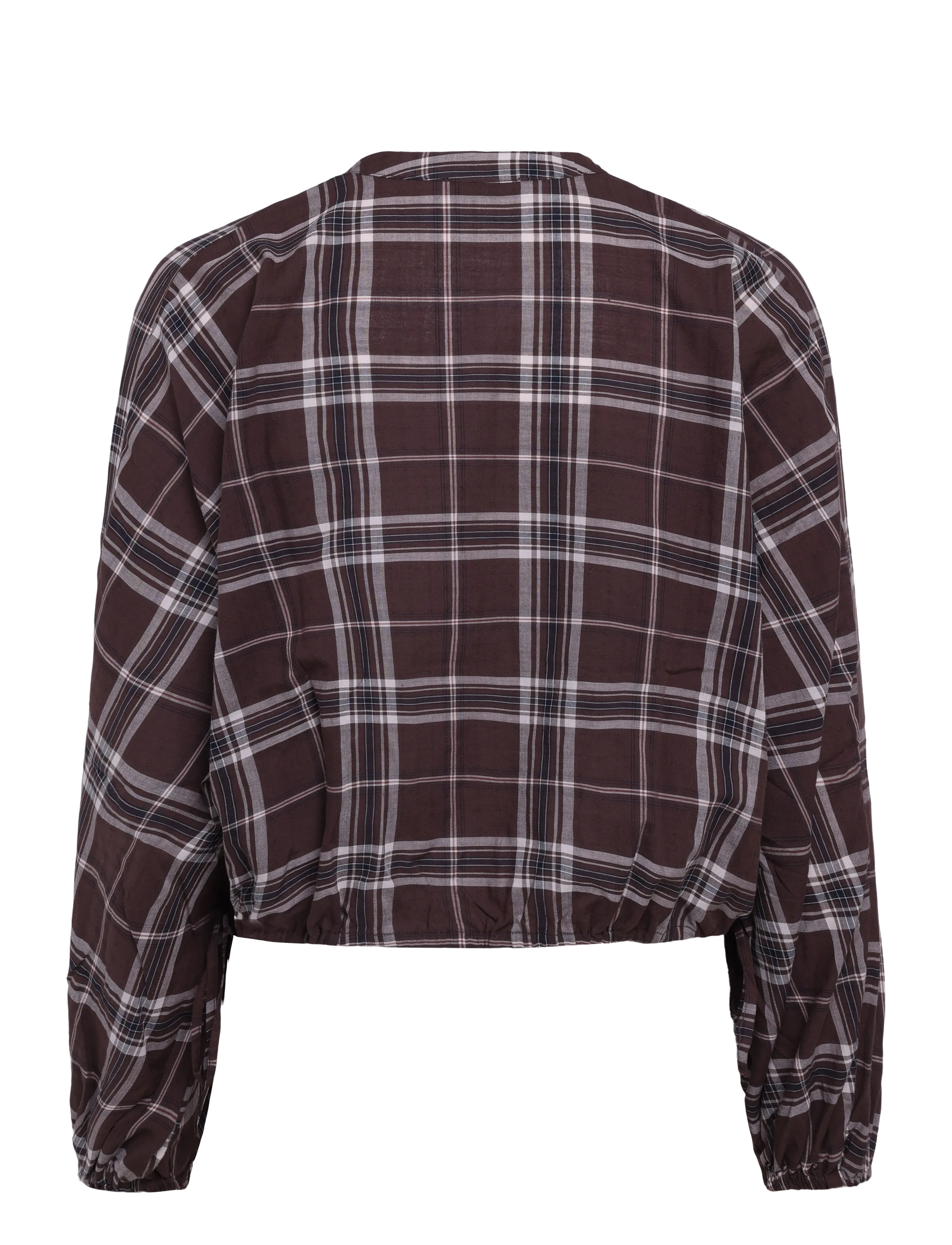 Mango - Checked shirt with puffed sleeves - brown - 1