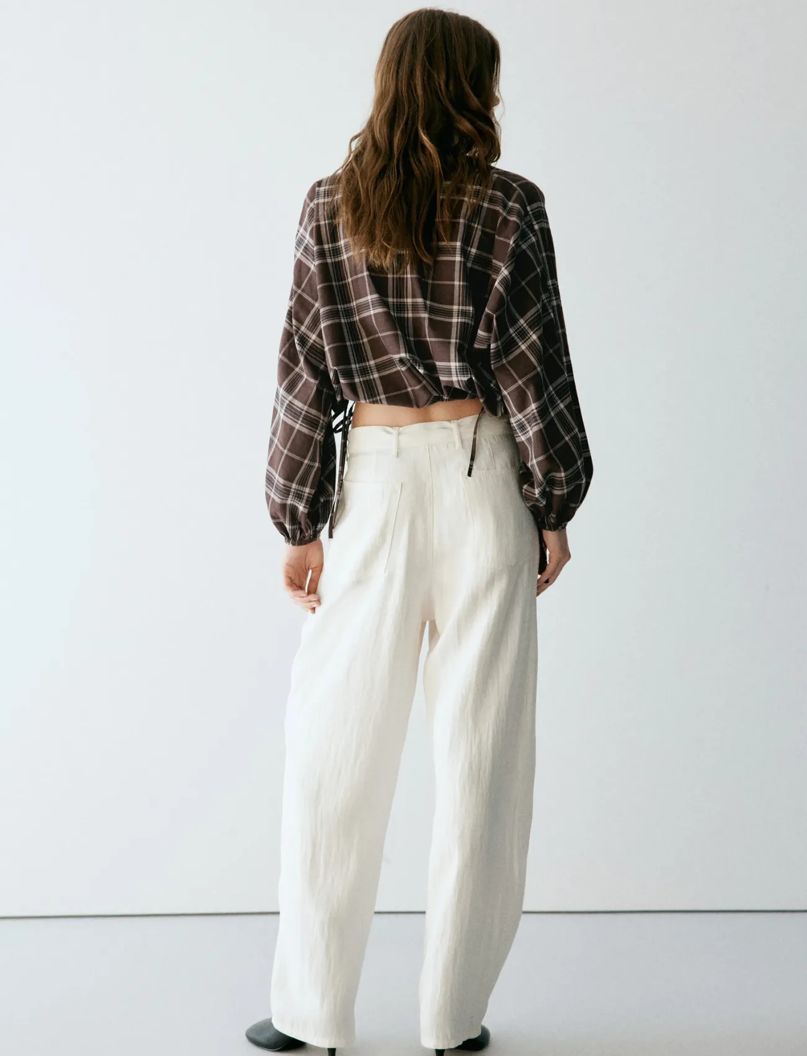 Mango - Checked shirt with puffed sleeves - långärmade skjortor - brown - 3