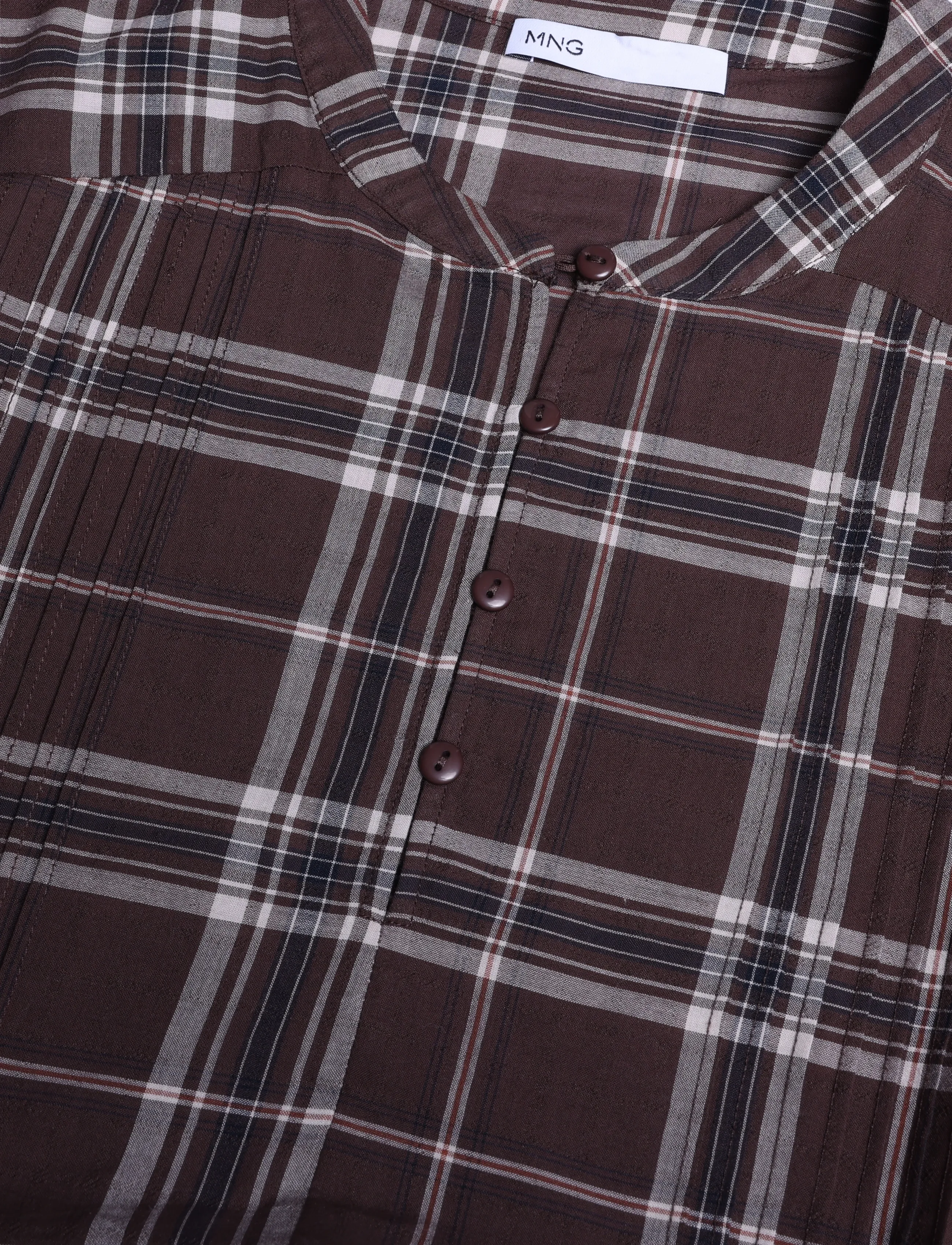 Mango - Checked shirt with puffed sleeves - brown - 2