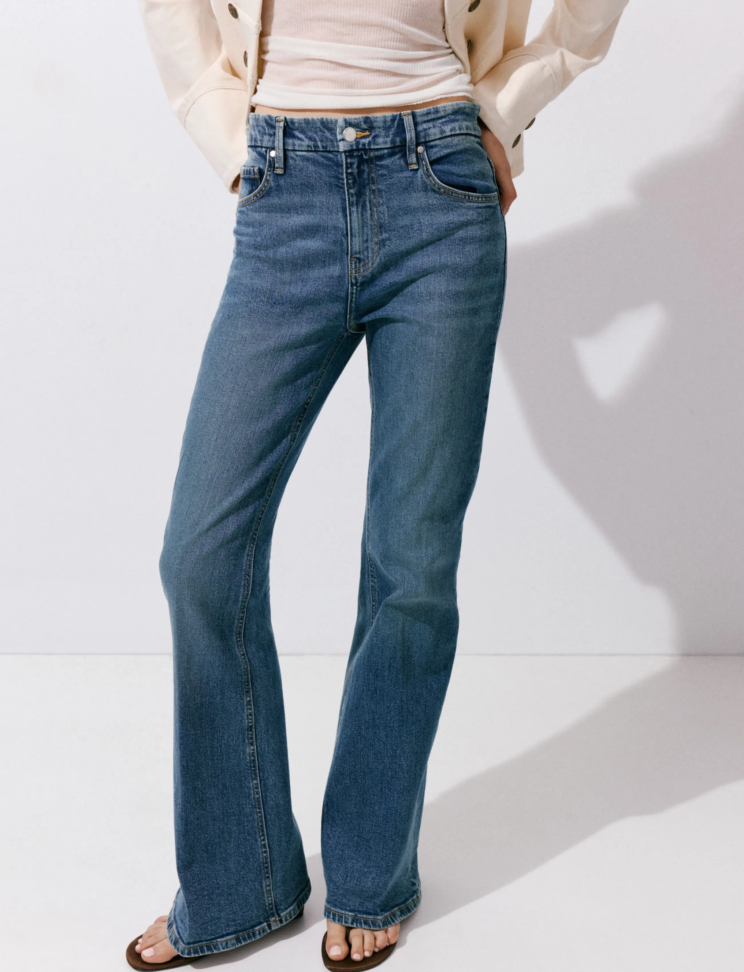 Mango High Waist Flare Jeans, 40, Blue, Jeans > Flares, Dame