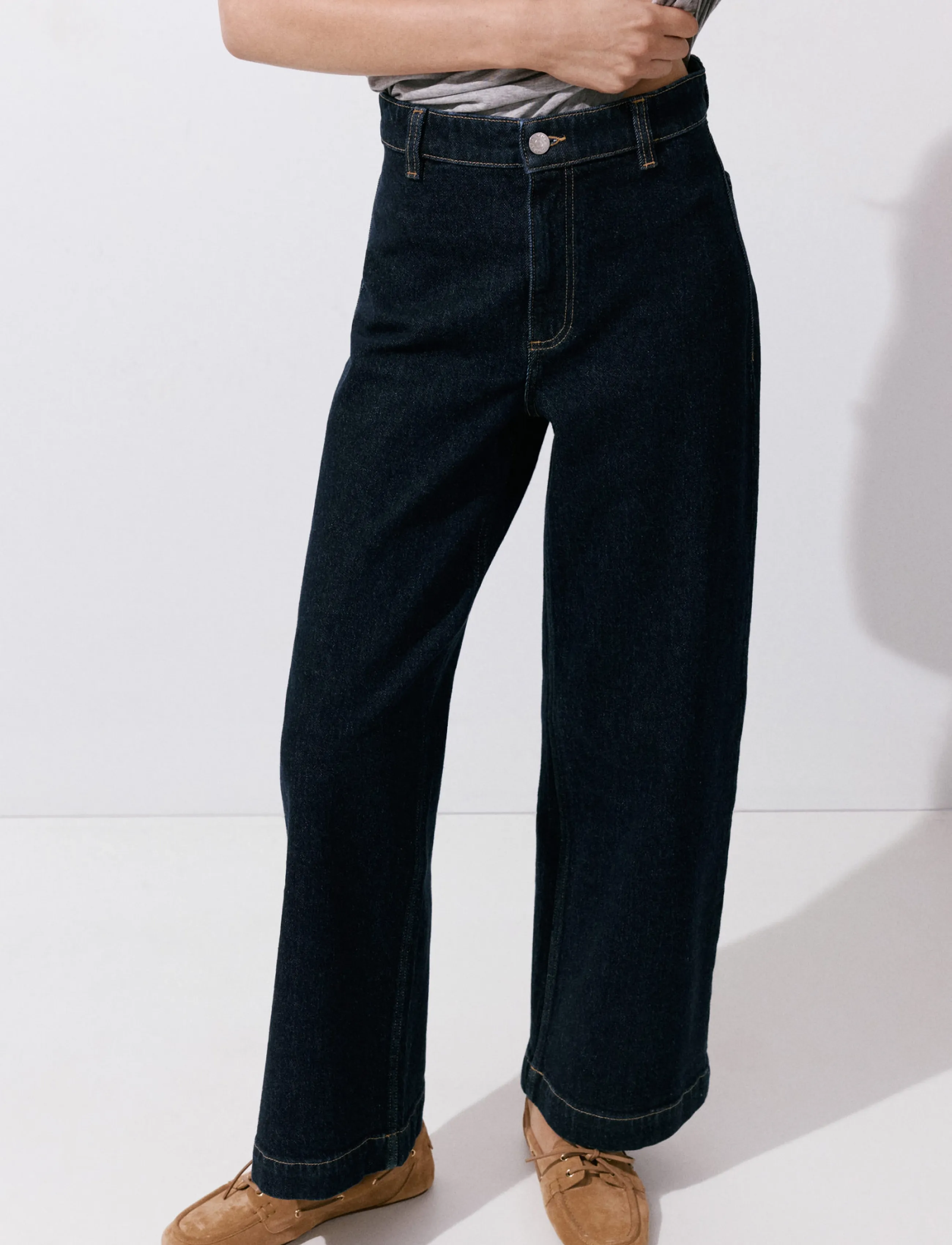 Mango Catherin Culotte High-Rise Jeans, 36, Marineblau - Wide, Frauen