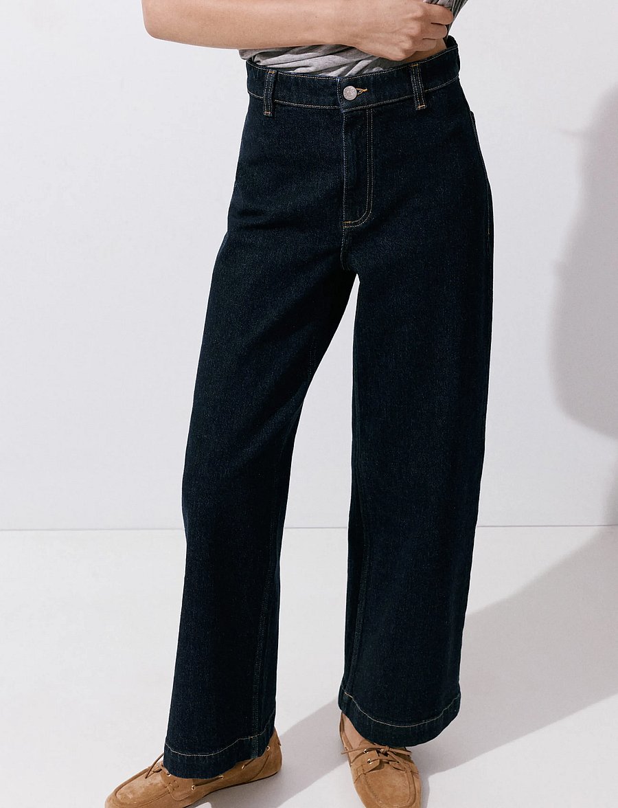 Mango - Catherin culotte high-rise jeans - culottes - open blue - 0
