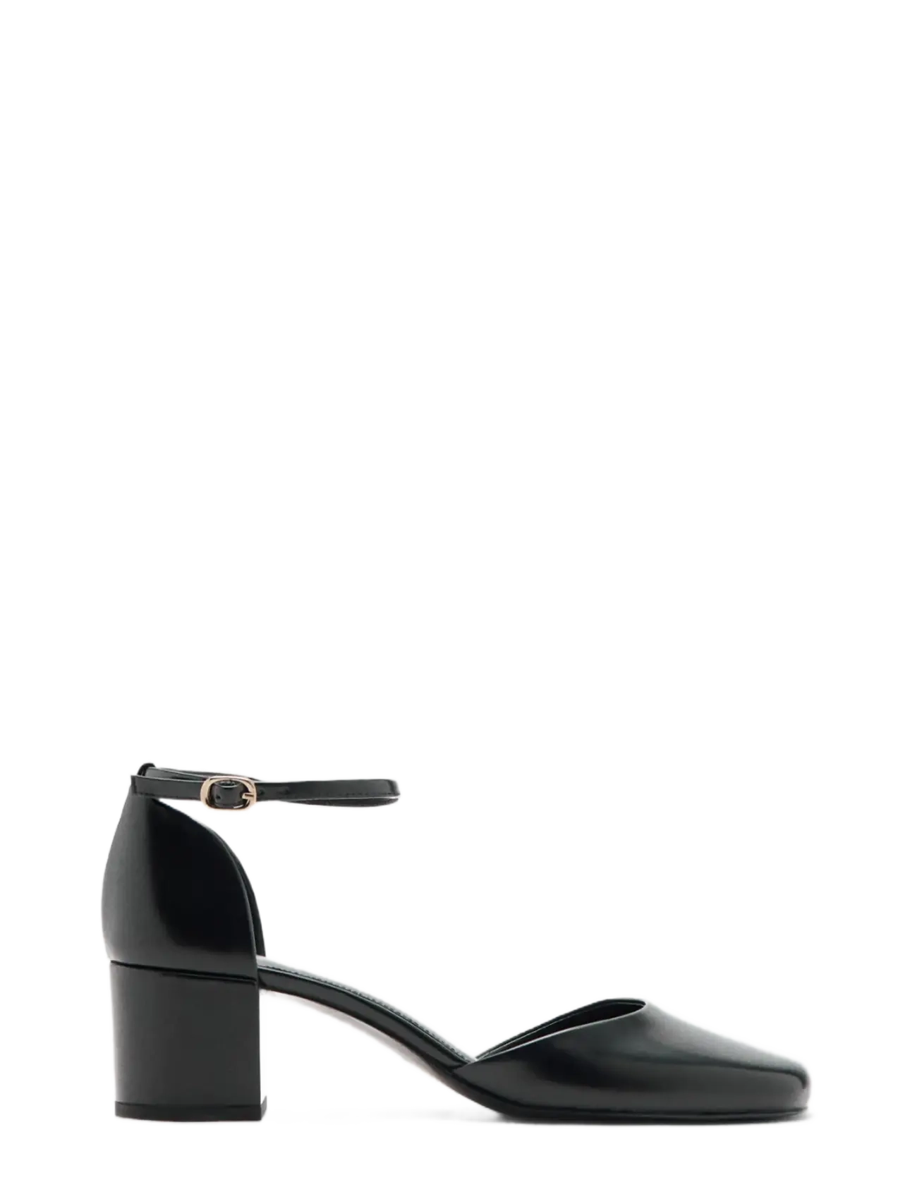 Mango Patent Heeled Shoes, Kvinder, Blokhæl Mary Jane Pumps, Sort, Str: 39