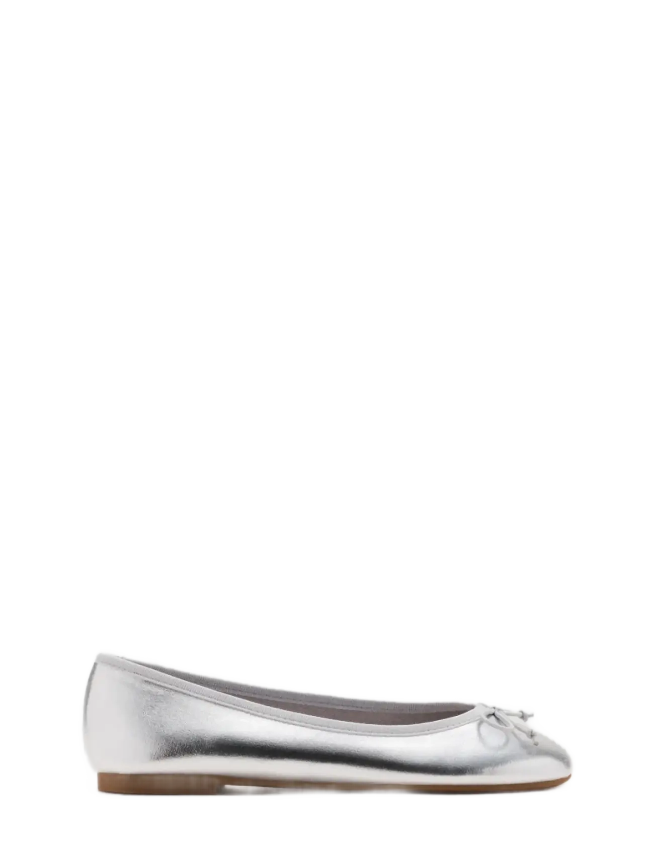 Mango Metallic ballet flats with bow - Sko - SILVER / silver