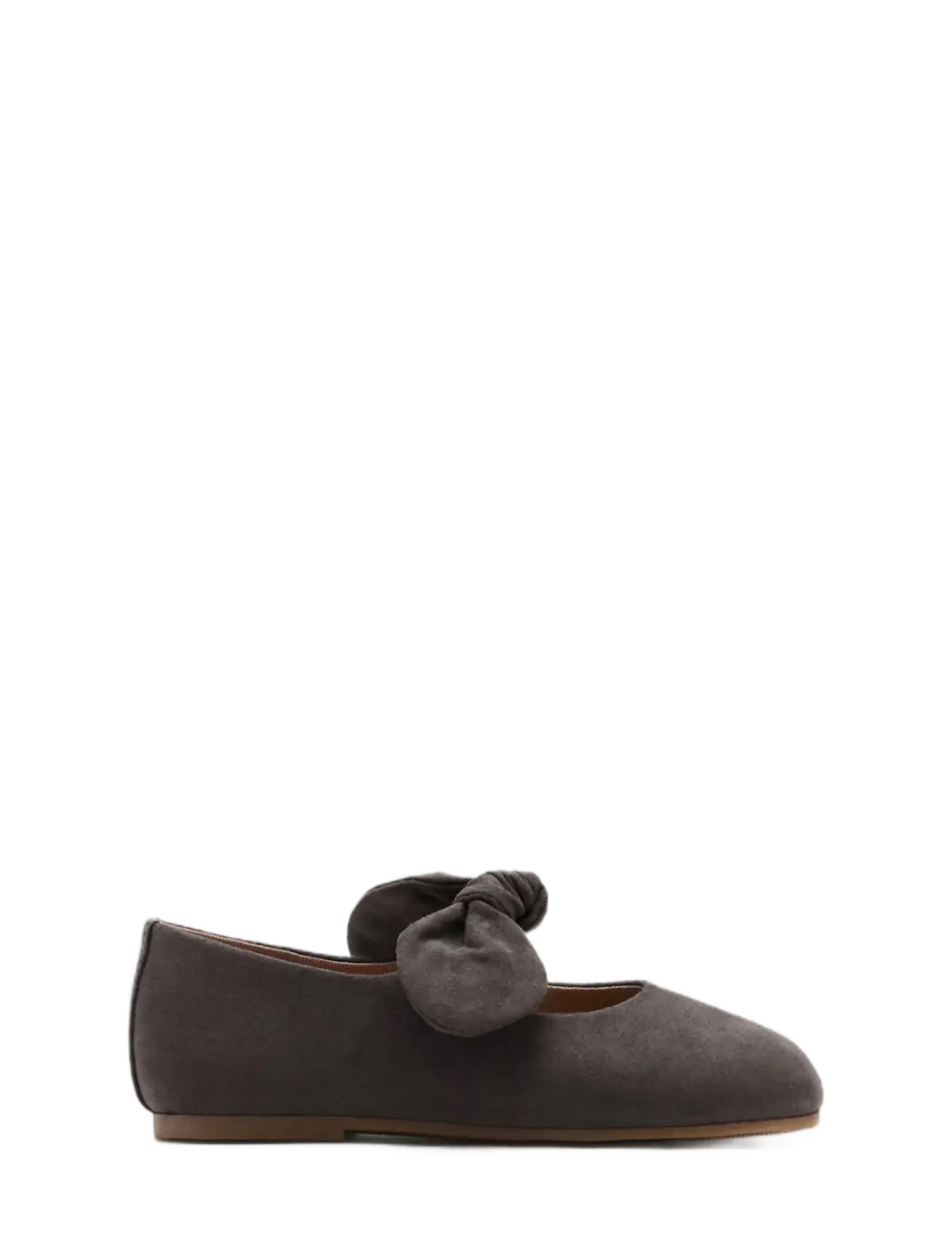 Mango Suede effect bow ballet flats - Sko - CHARCOAL / grey